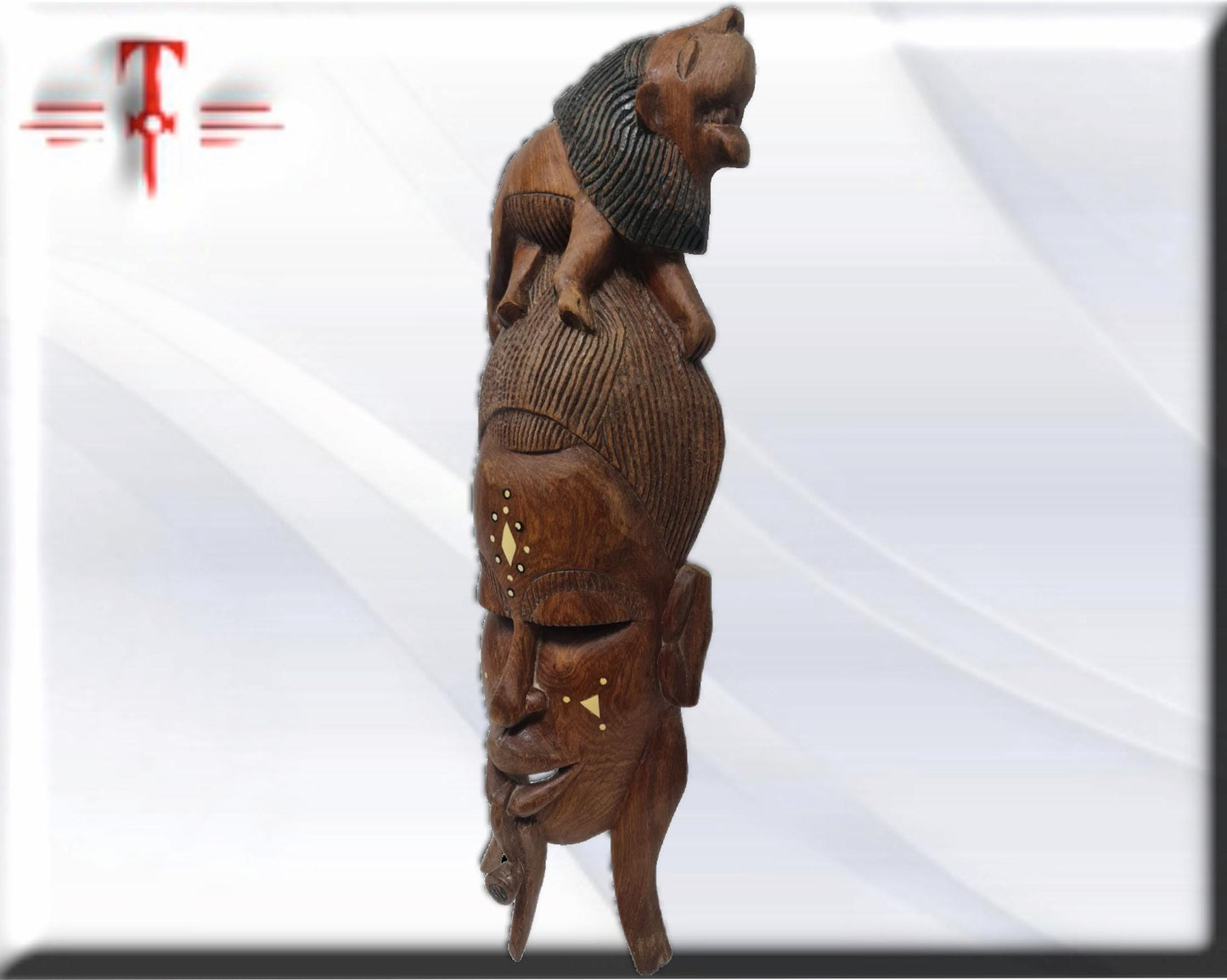 Máscara Africana con Leon , artesanía africana