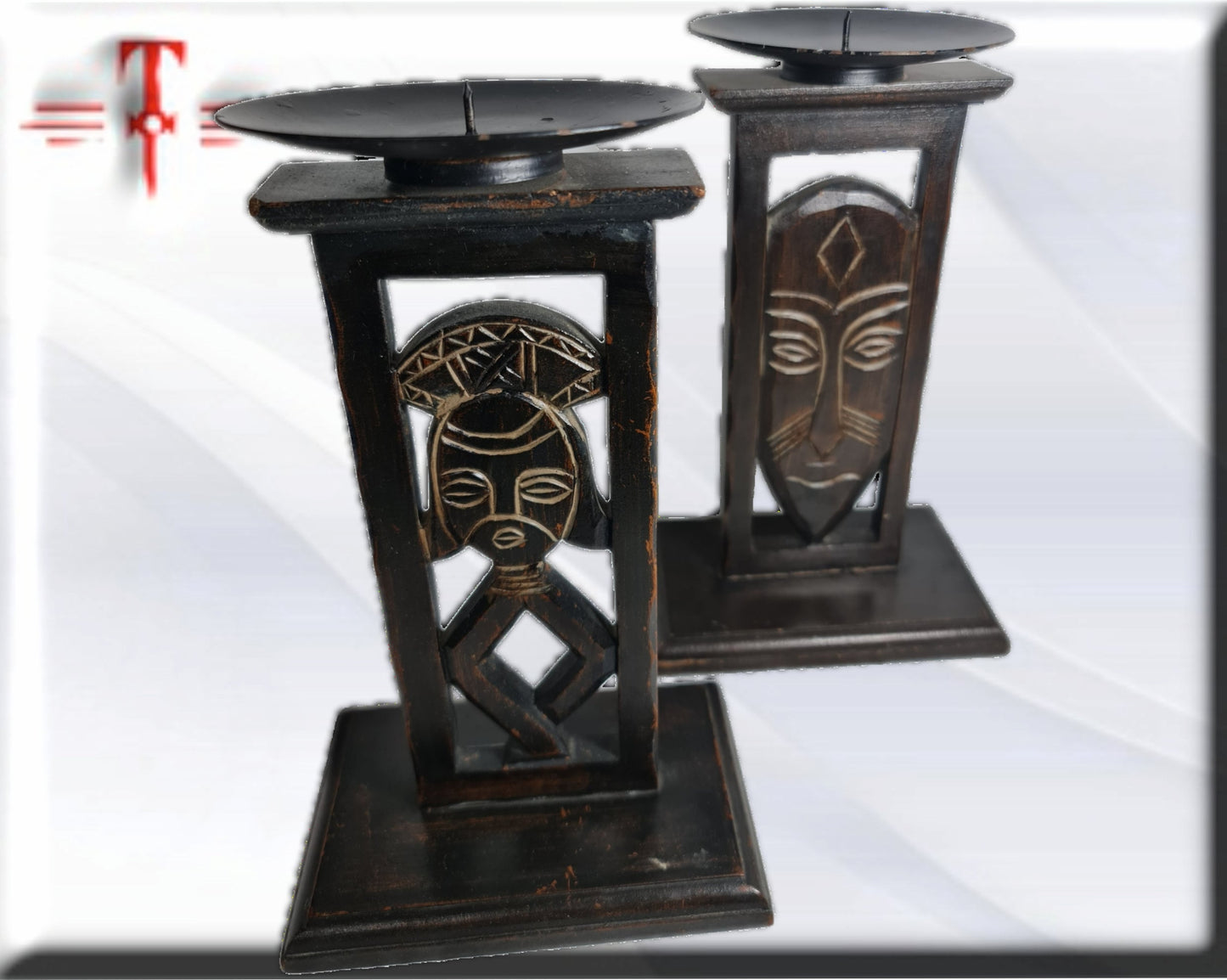 Porta velones Africanos , arte Africano , Galería de arte , hecho a mano