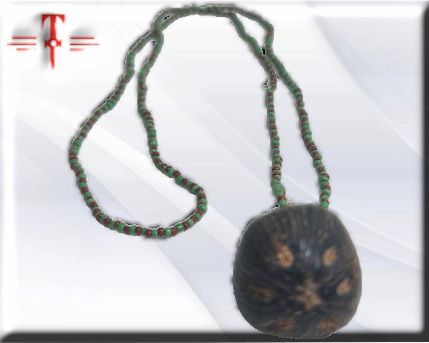 Collar protección Ifá con Oduso Ikin 6 ojos ,colgante africano ritualizado