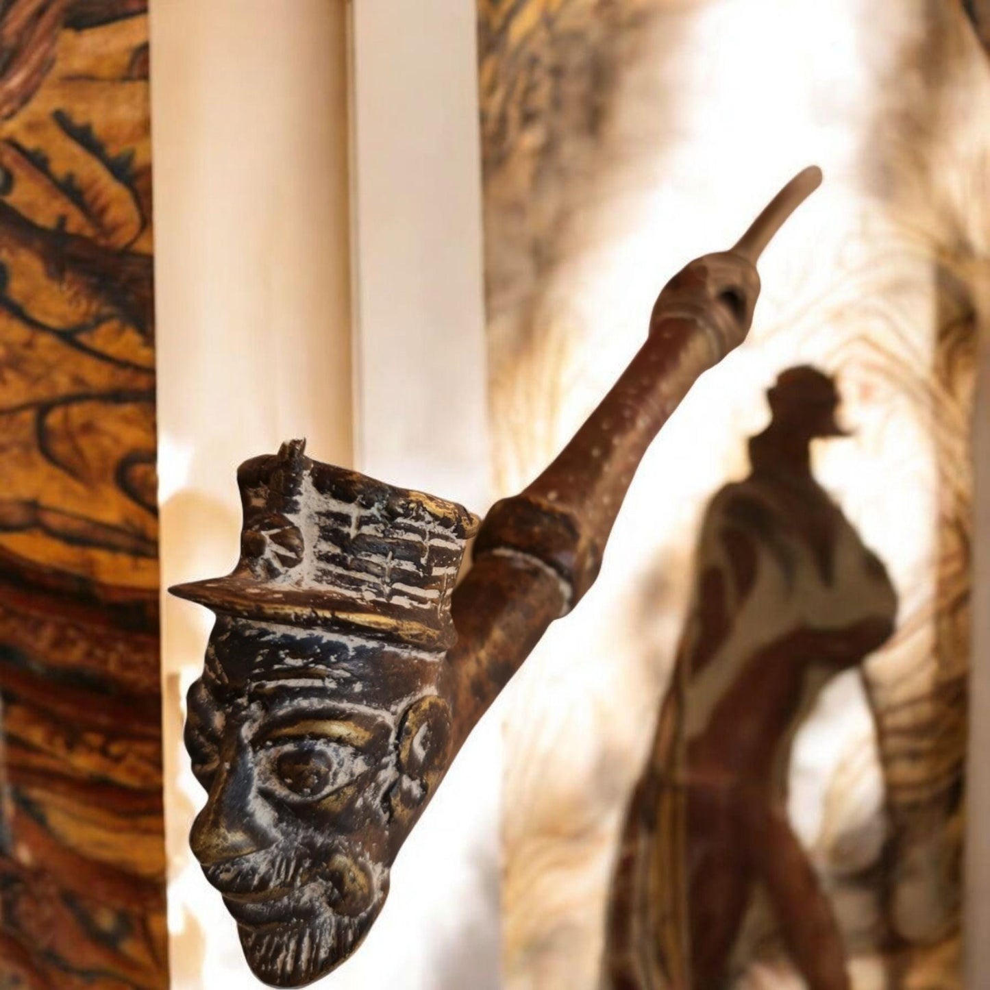 Antigua Pipa bronce Arte africano , galería de arte