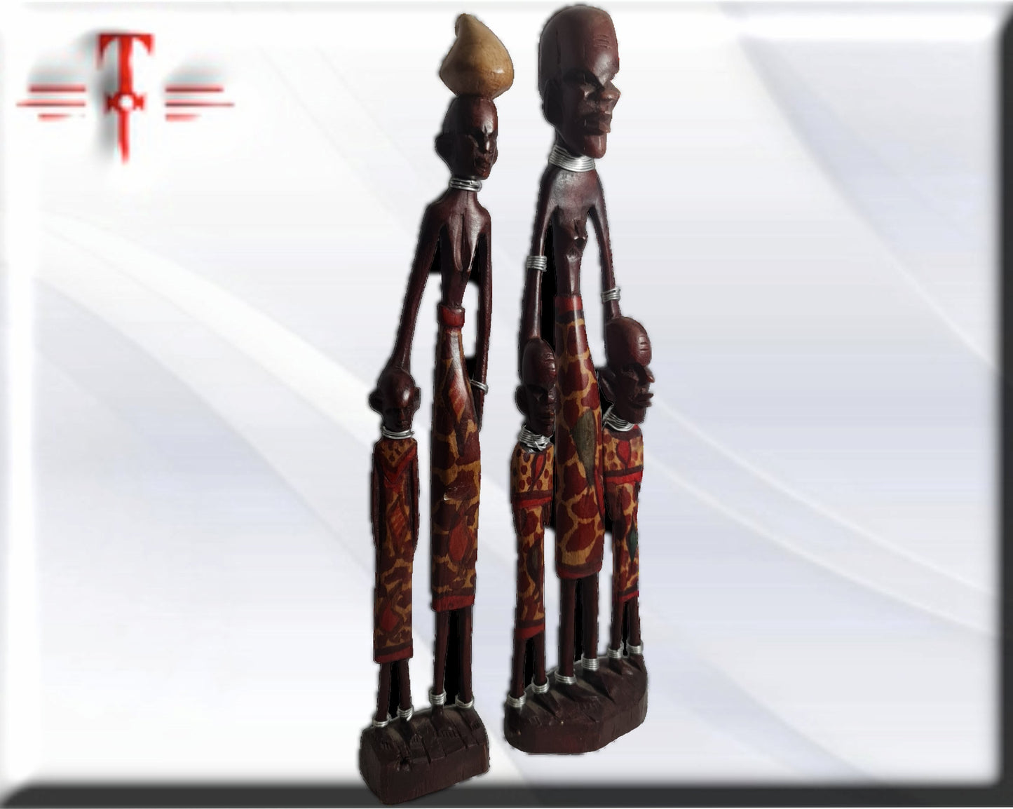 Pareja estatua familia africana , arte tribal africano hecho a mano