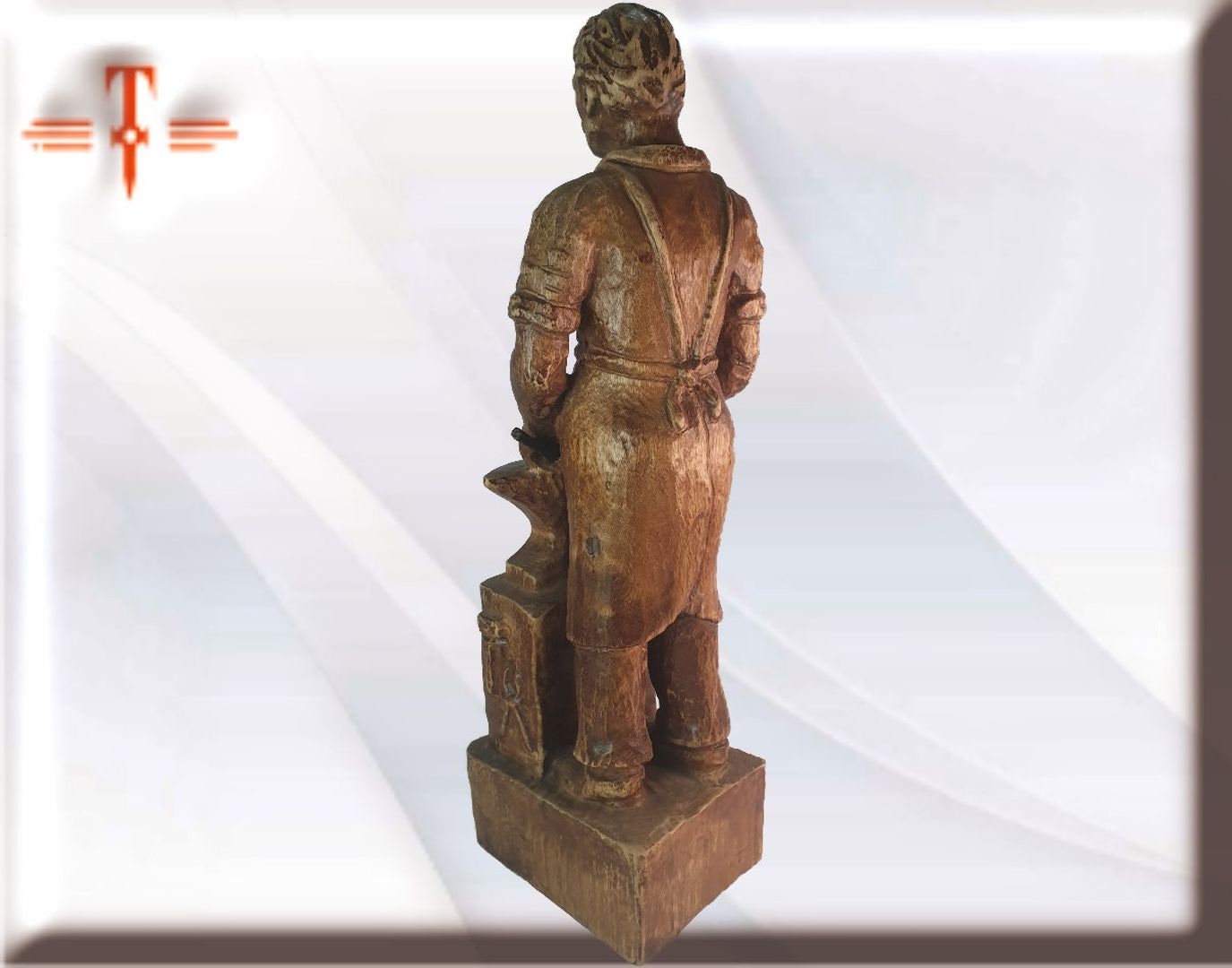 Estatua Herrero tallado a mano 42cm Hand-carved blacksmith statue 42cm