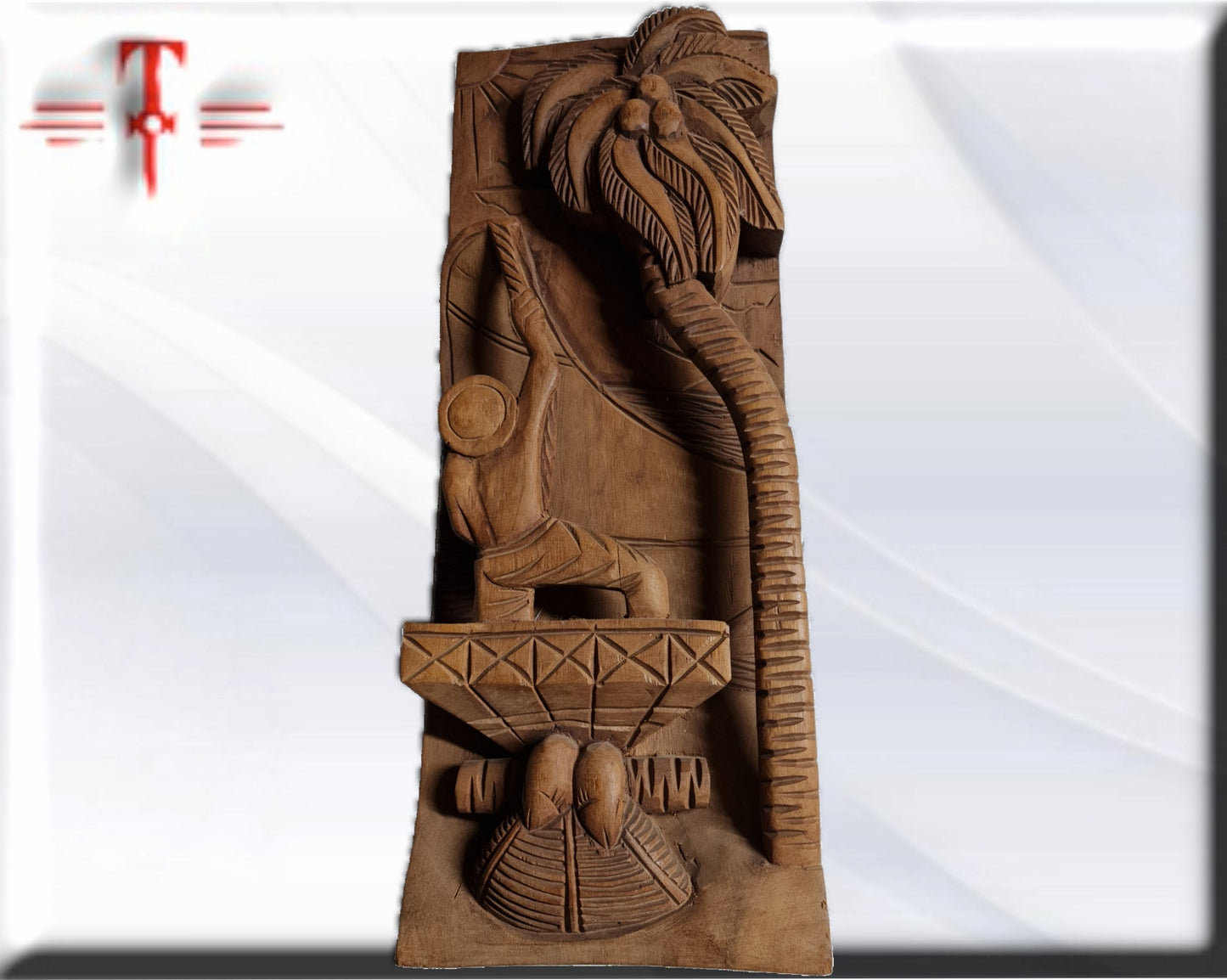 Escultura relieve palmera Tribal , arte Africano , Galería de arte , hecho a mano , Original