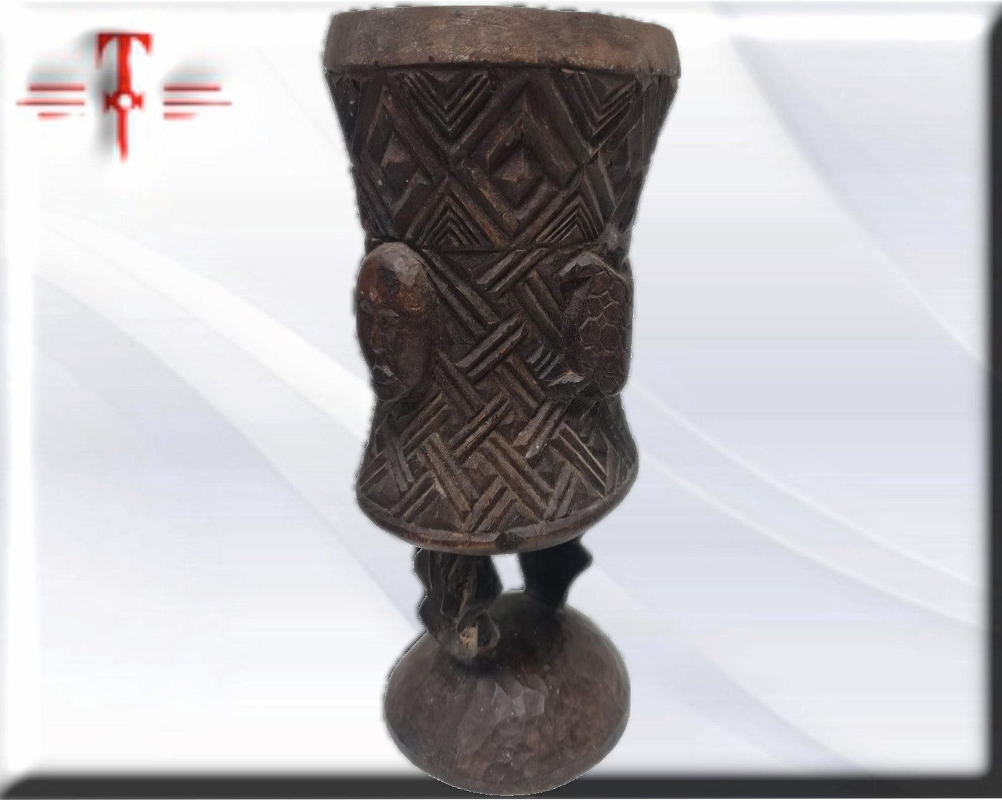 Deco art Jarra tallada , arte Africano , Vintage , hecho a mano