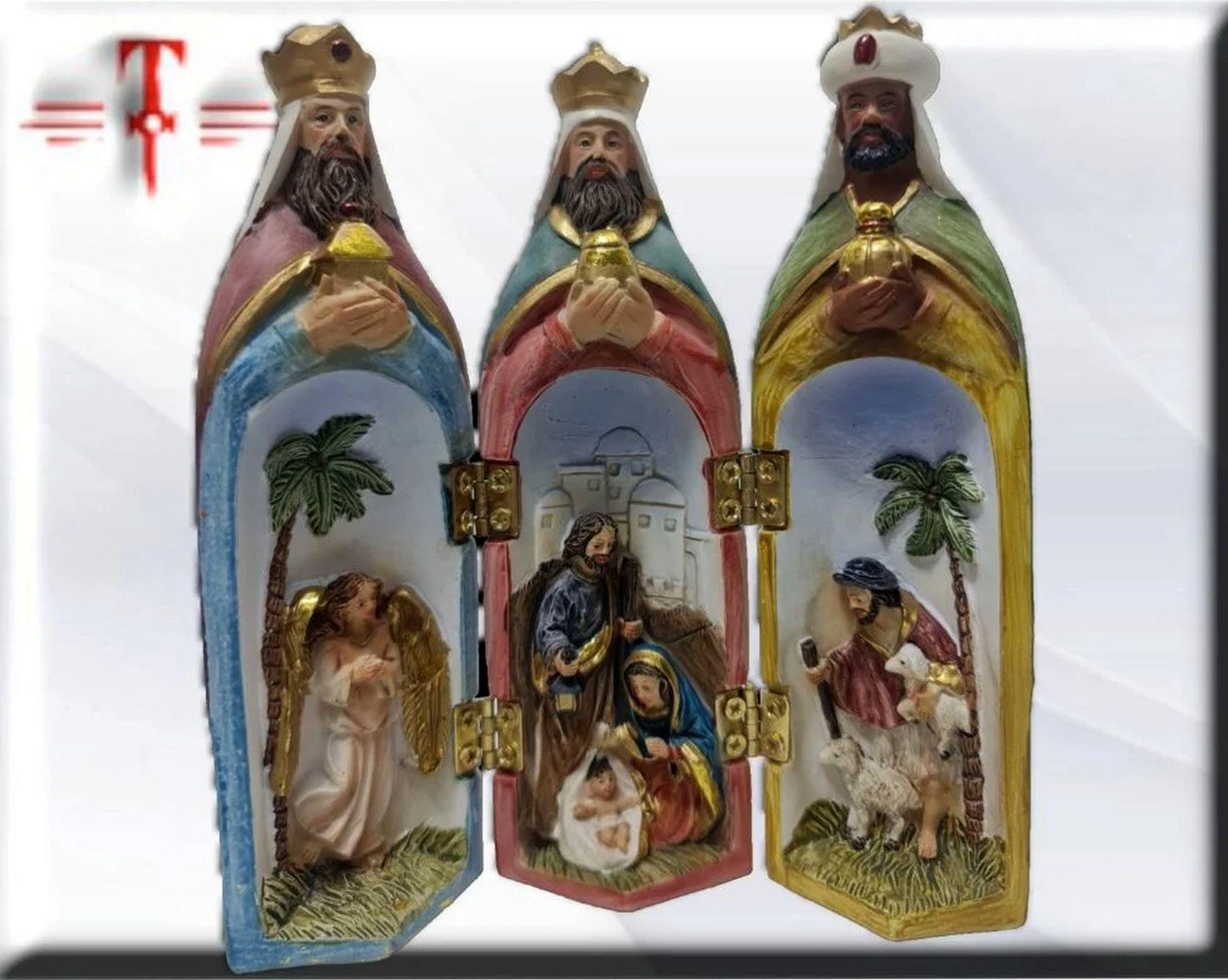 Tríptico Reyes Magos , Santos y Vírgenes católicos , productos Religiosos , Hecho en Portugal