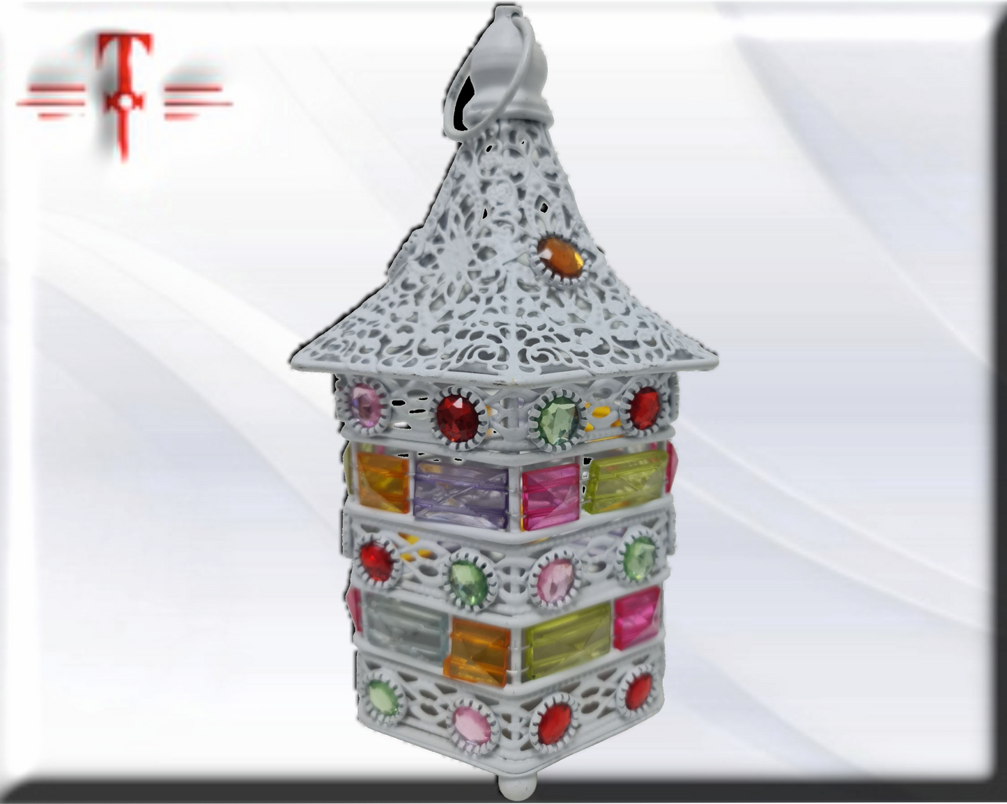 Porta velas metal y cristal blanco