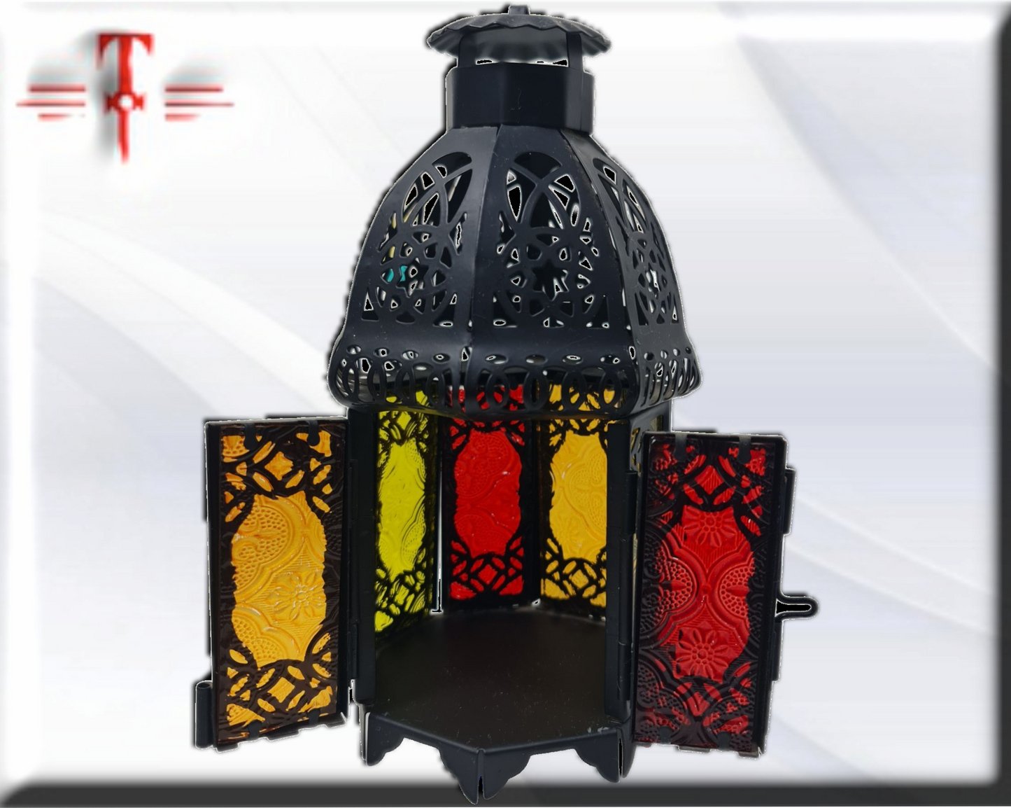Porta velas metal y cristal