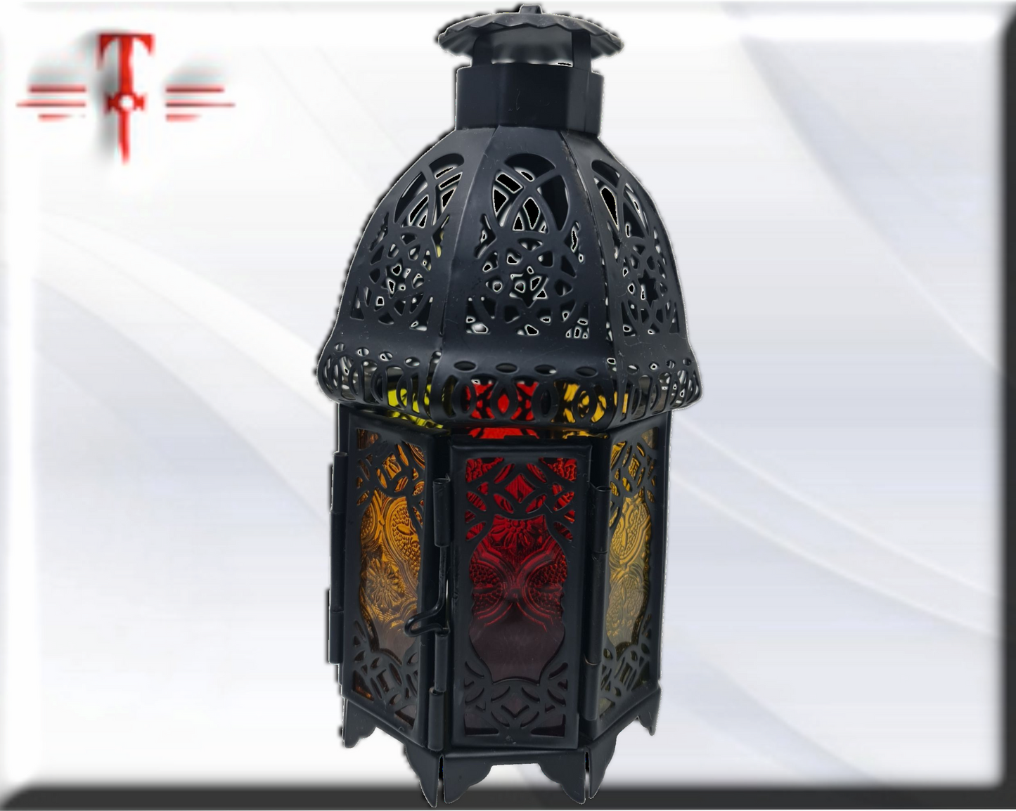 Porta velas metal y cristal