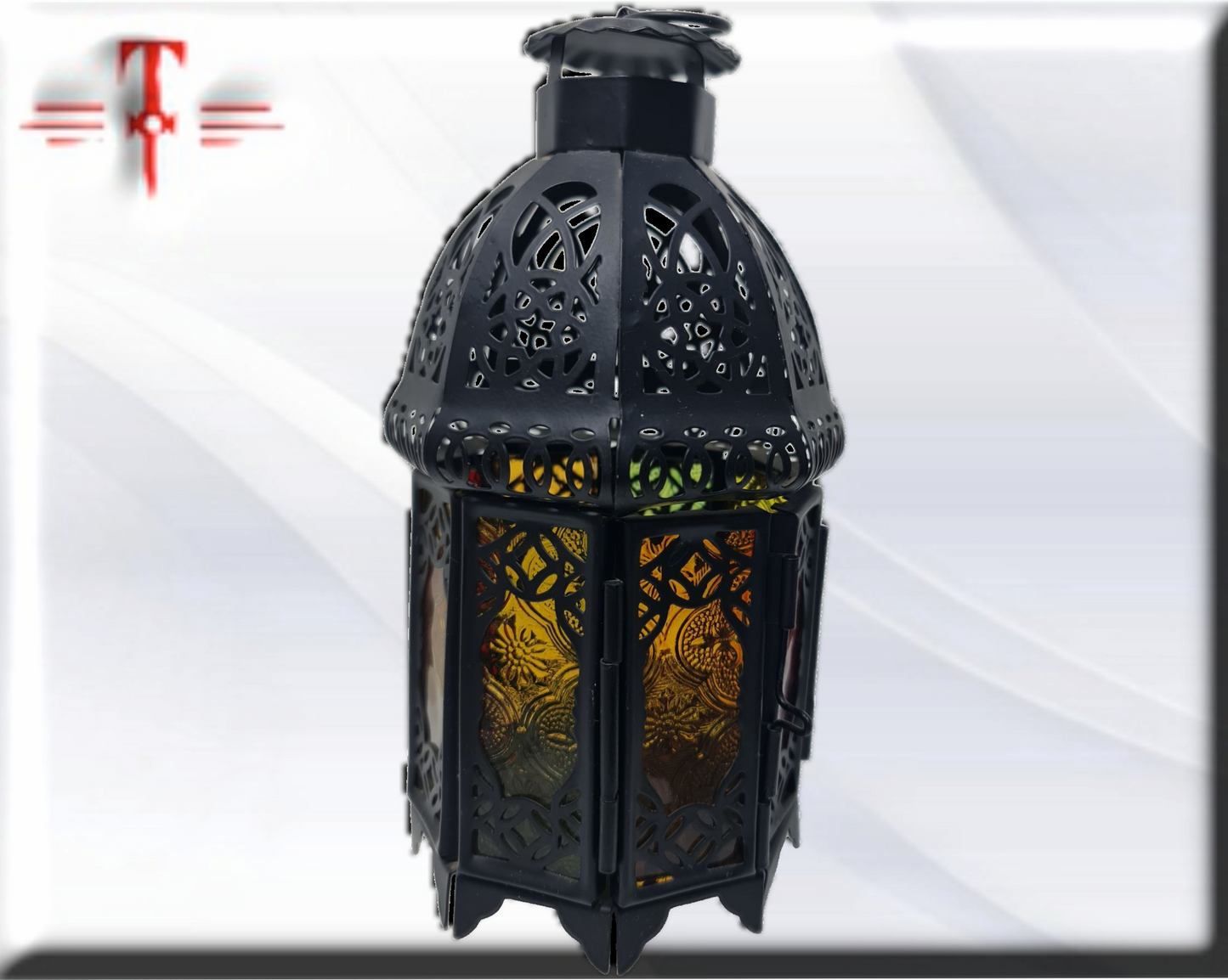 Porta velas metal y cristal