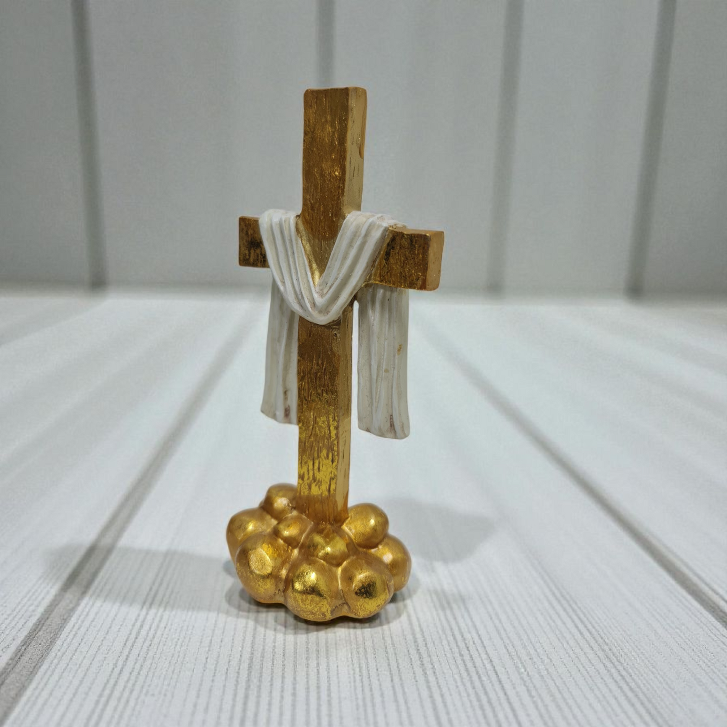 Cruz dorada en peana 14cm . virgenes y santos catolicos , productos religiosos