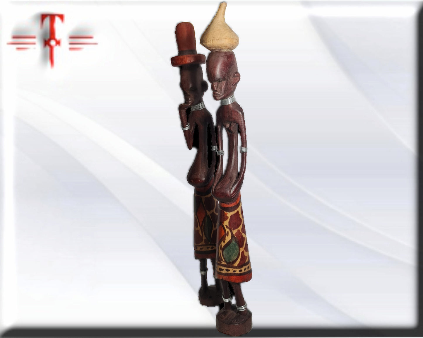 Pareja estatuas hombres africanos , arte tribal africano hecho a mano