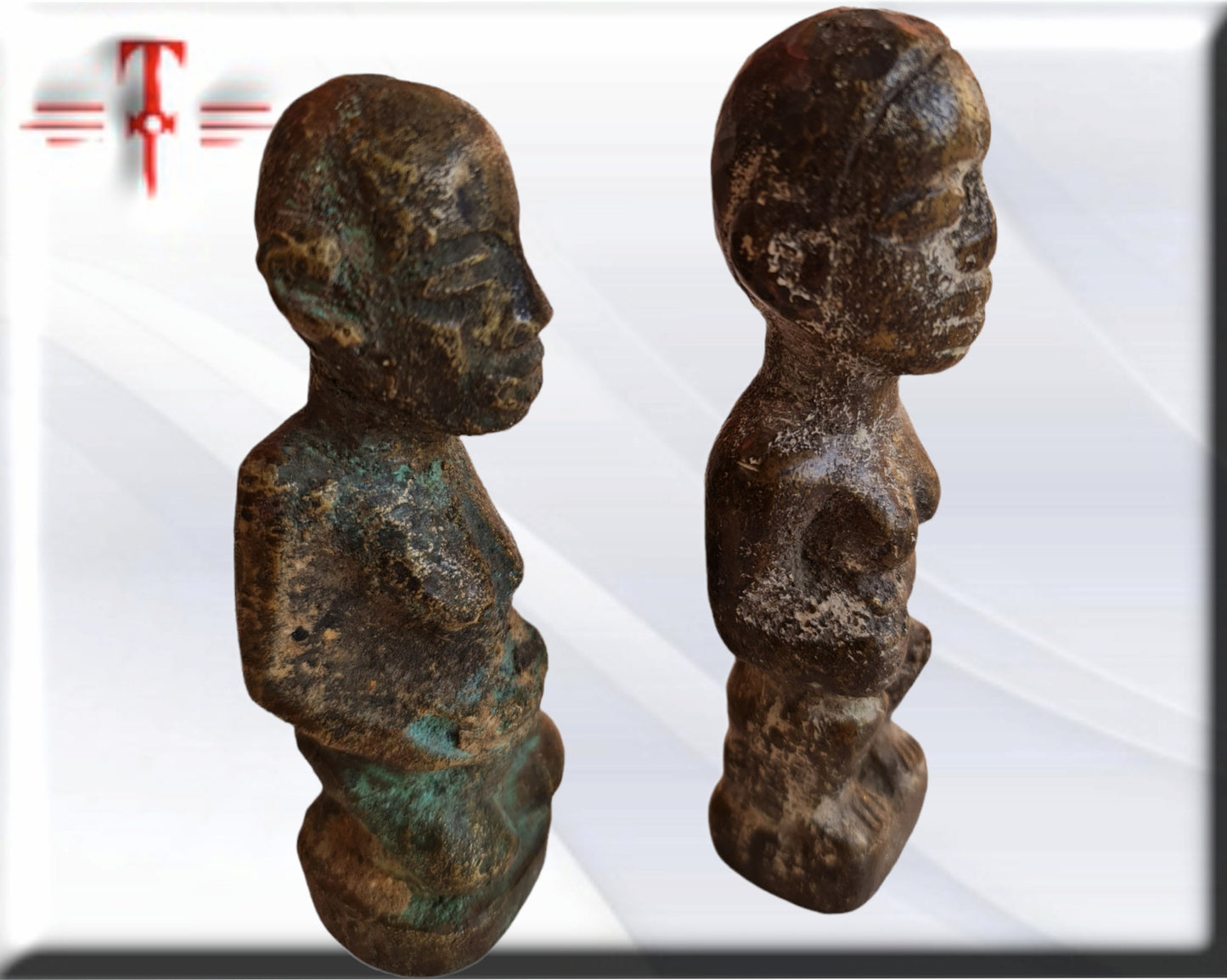 Antigua Parejas estatuilla de bronce de Benín Arte Africano , galería de arte