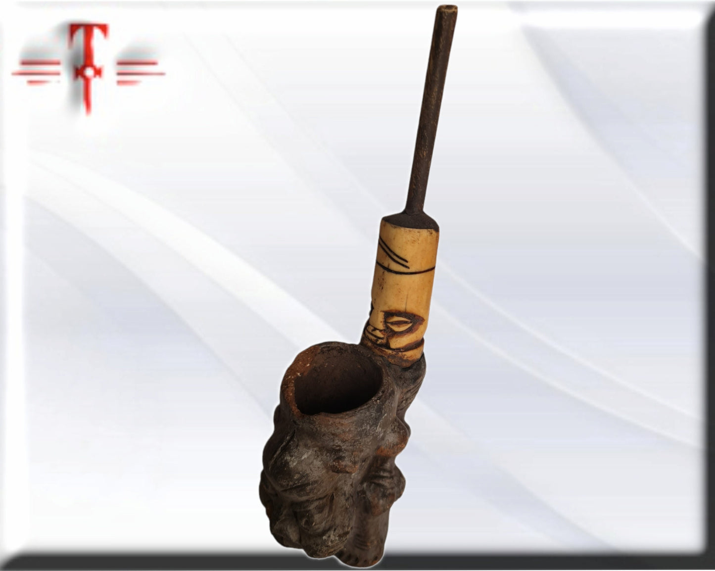 Antigua Pipa Bamileké ( Terracota ,arte africano) Ancient Bamileké Pipe (Terracotta, African art)