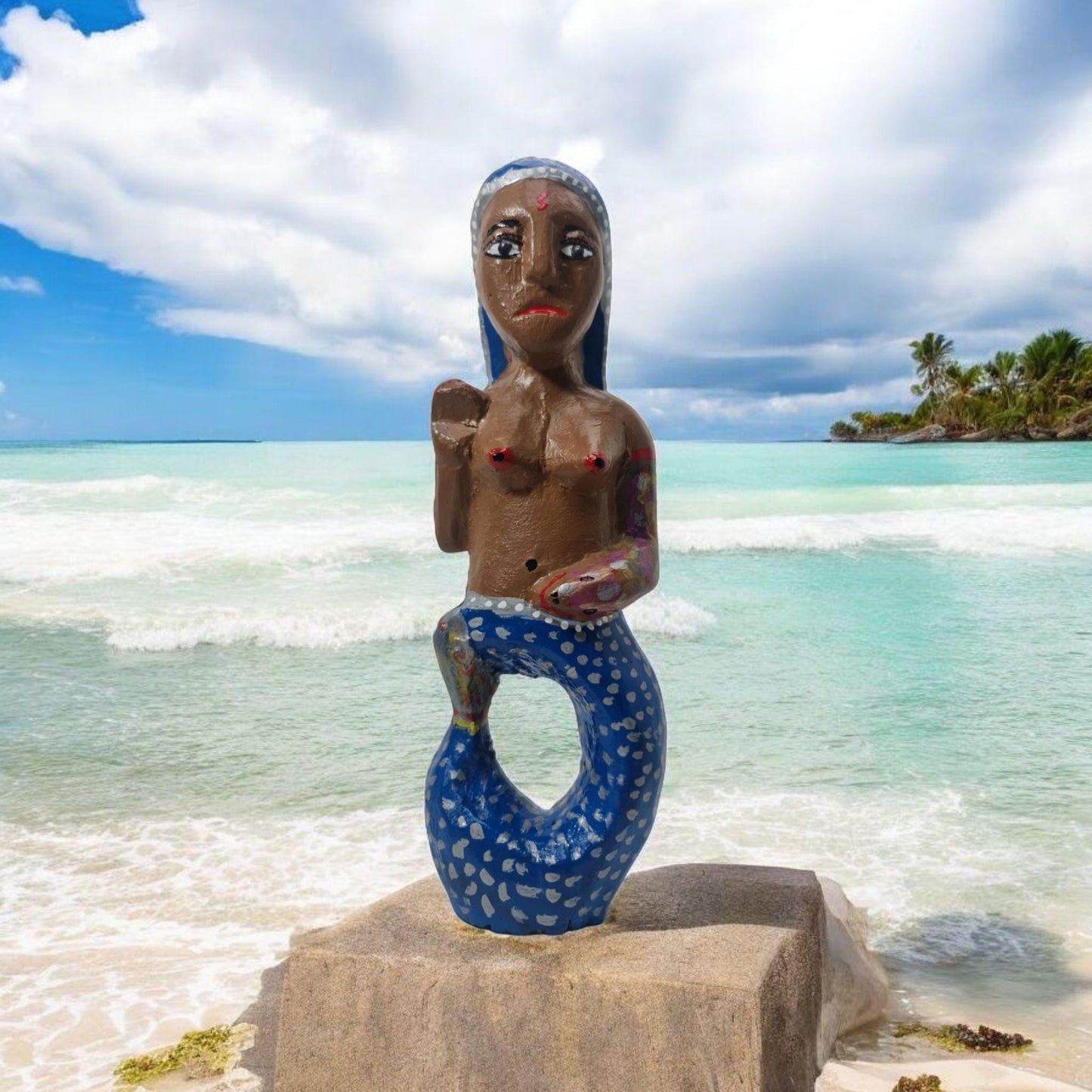 Escultura madera Mami Wata , original de Africa ( Benín ) Yemaya