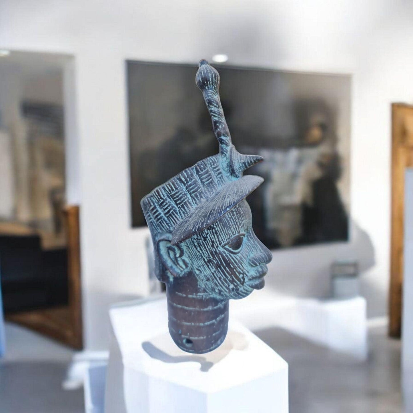 Busto de Ifá , Arte africano , Yoruba , Escultura de bronce 28cm