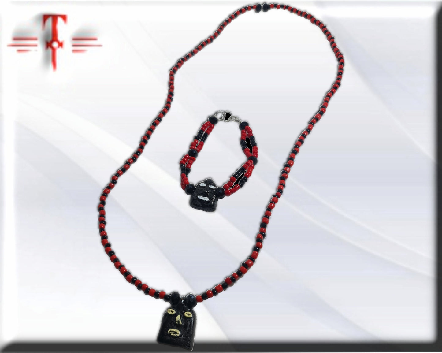 Pack collar y brazalete del Orisha eleguá , Santeria , Palo Mayombe , deidad Yoruba