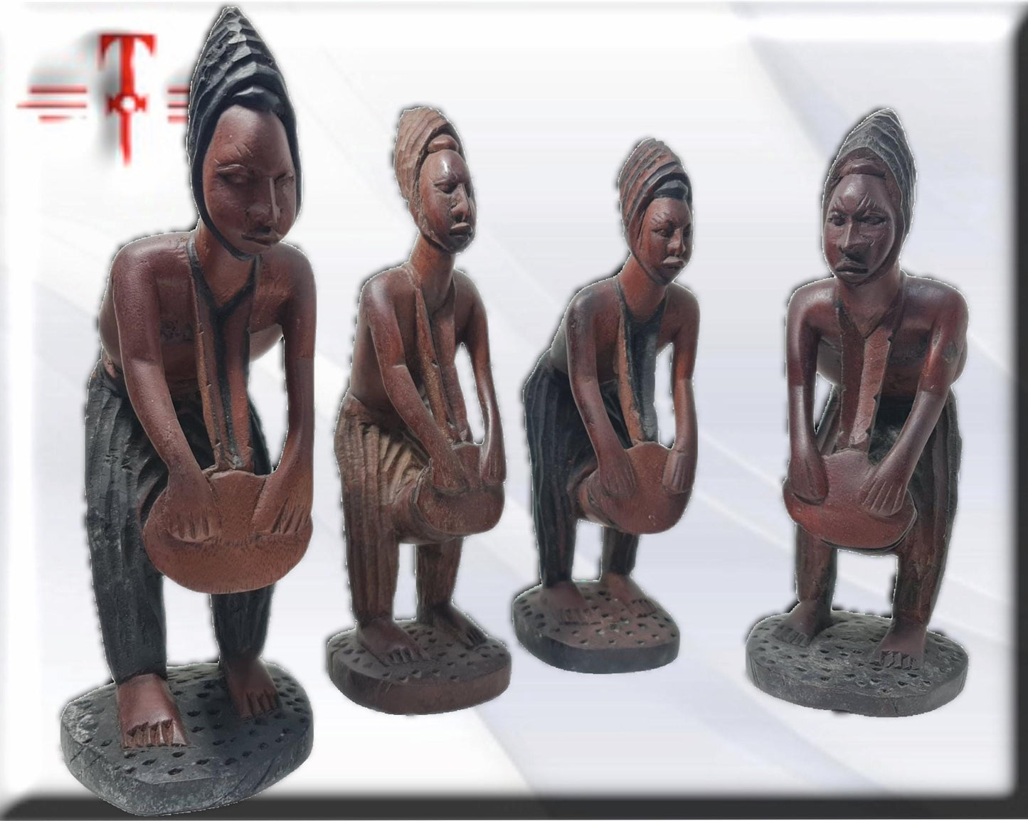 Conjunto de 4 musicos en madera hecho a mano , arte Africano , Galería de arte