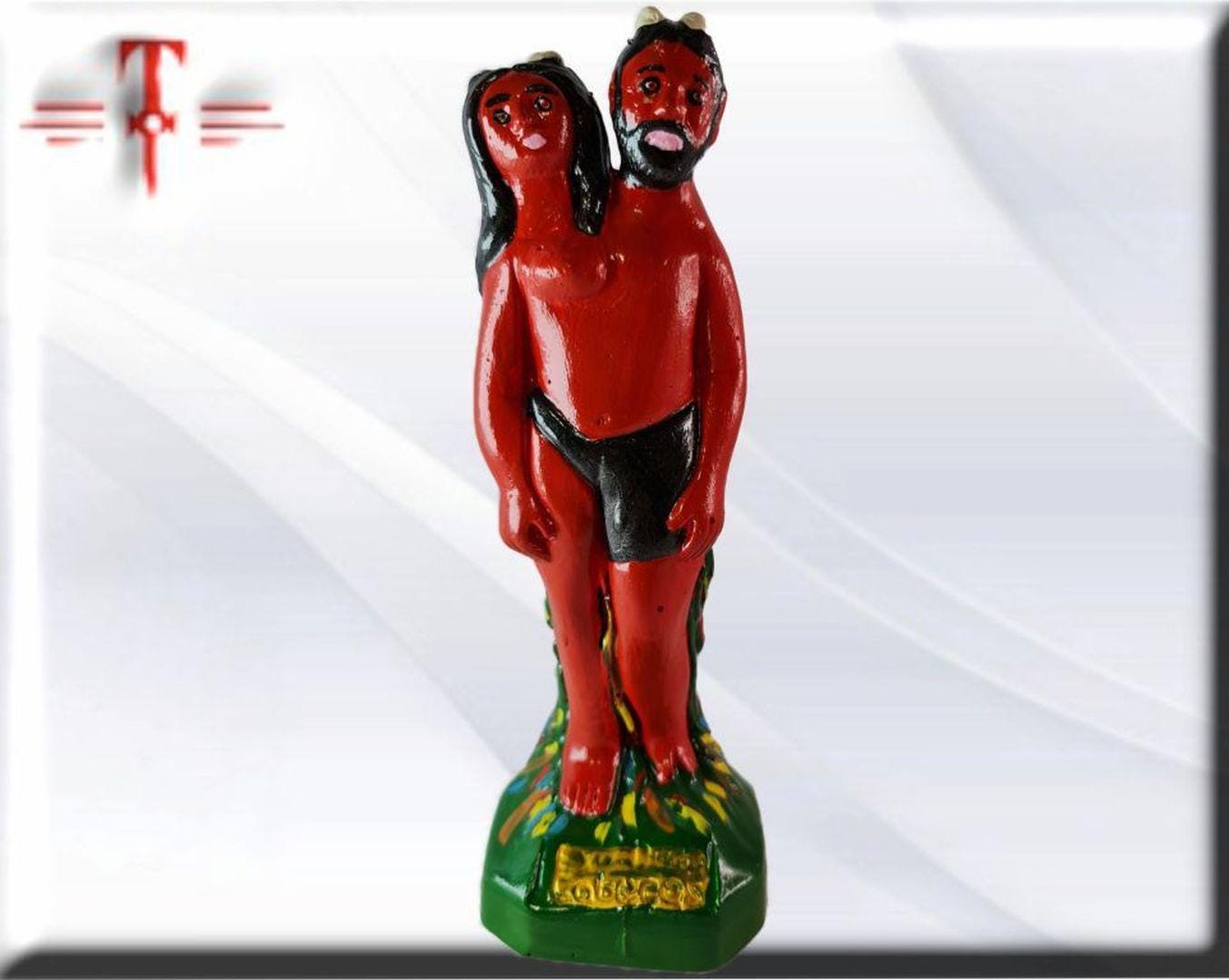 Figura Yeso Exú Dos cabezas , Candomble , kimbisa, Umbanda