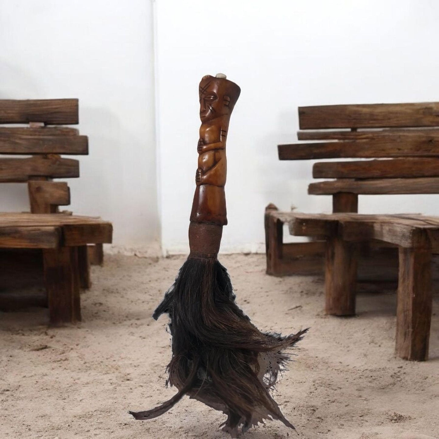 cola caballo iruke africano ,hueso tallado, hecho a mano , Ifá Santeria Palo Mayombe babalawo