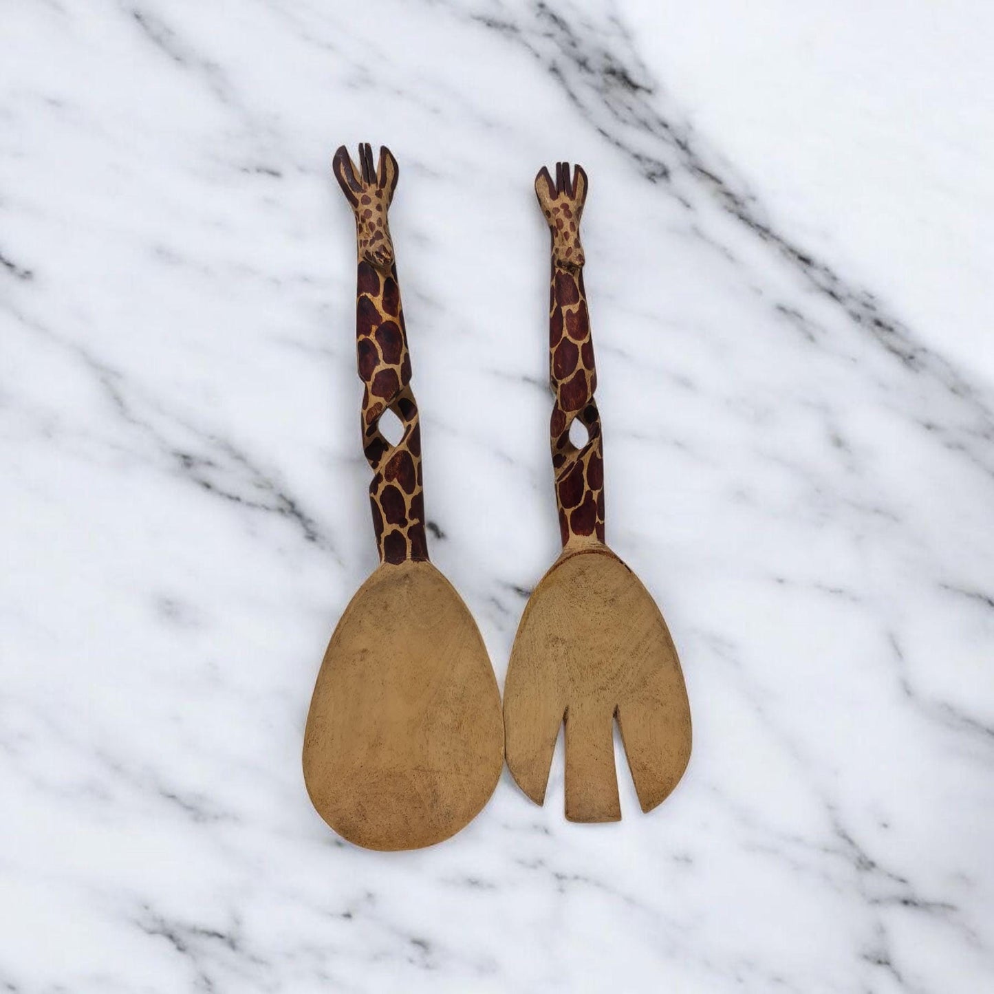 juego de ensalada de madera con animales ,Arte africano , Galería de Arte , antigüedad , Artesanía africana