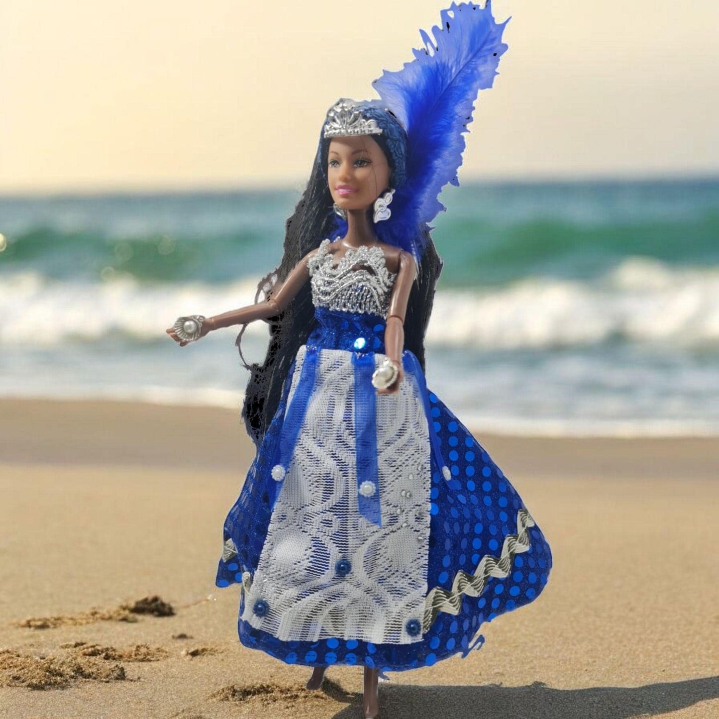 Muñeca Orisha Yemaya , Diosa del Mar , Deidad del Panteón Yoruba