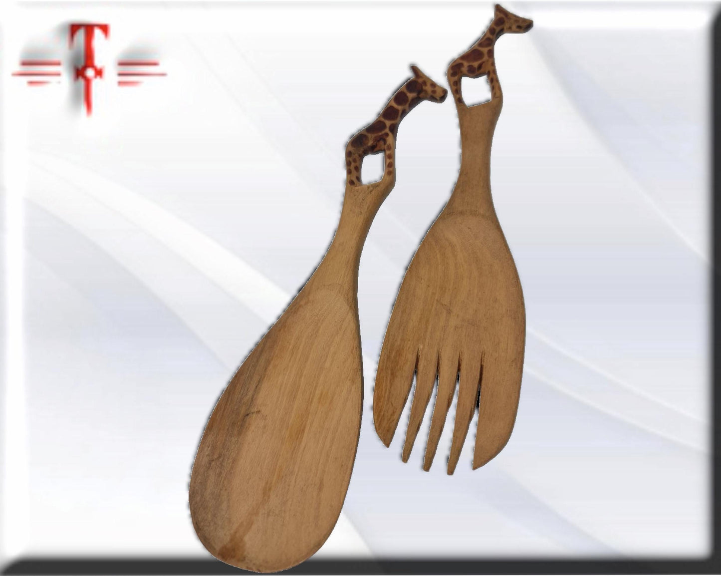 juego de ensalada de madera con animales ,Arte africano , Galería de Arte , antigüedad , Artesanía africana