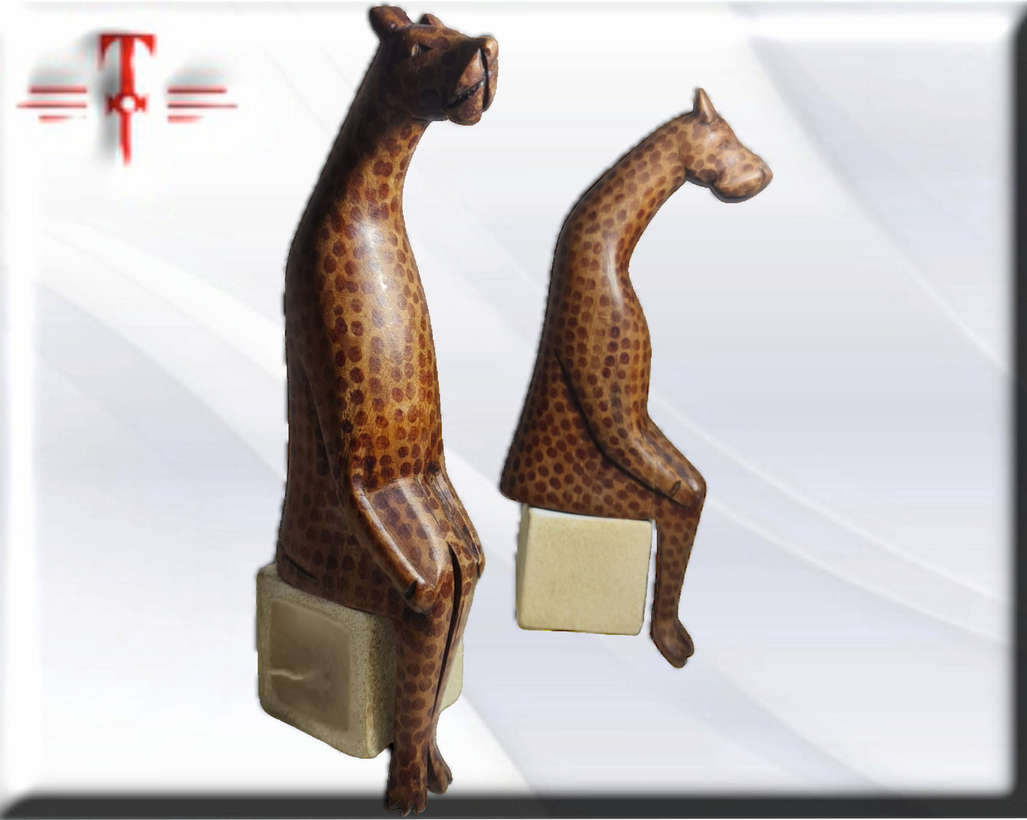Pareja Tallas Girafa para estante , arte tribal africano hecho a mano