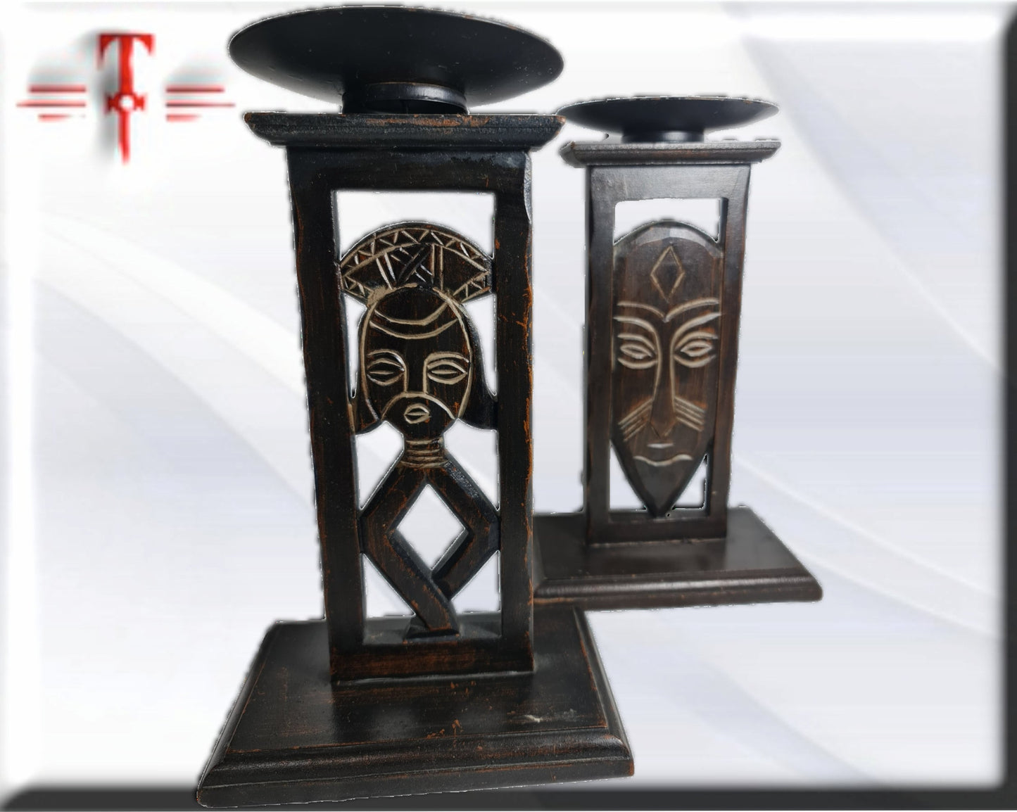 Porta velones Africanos , arte Africano , Galería de arte , hecho a mano