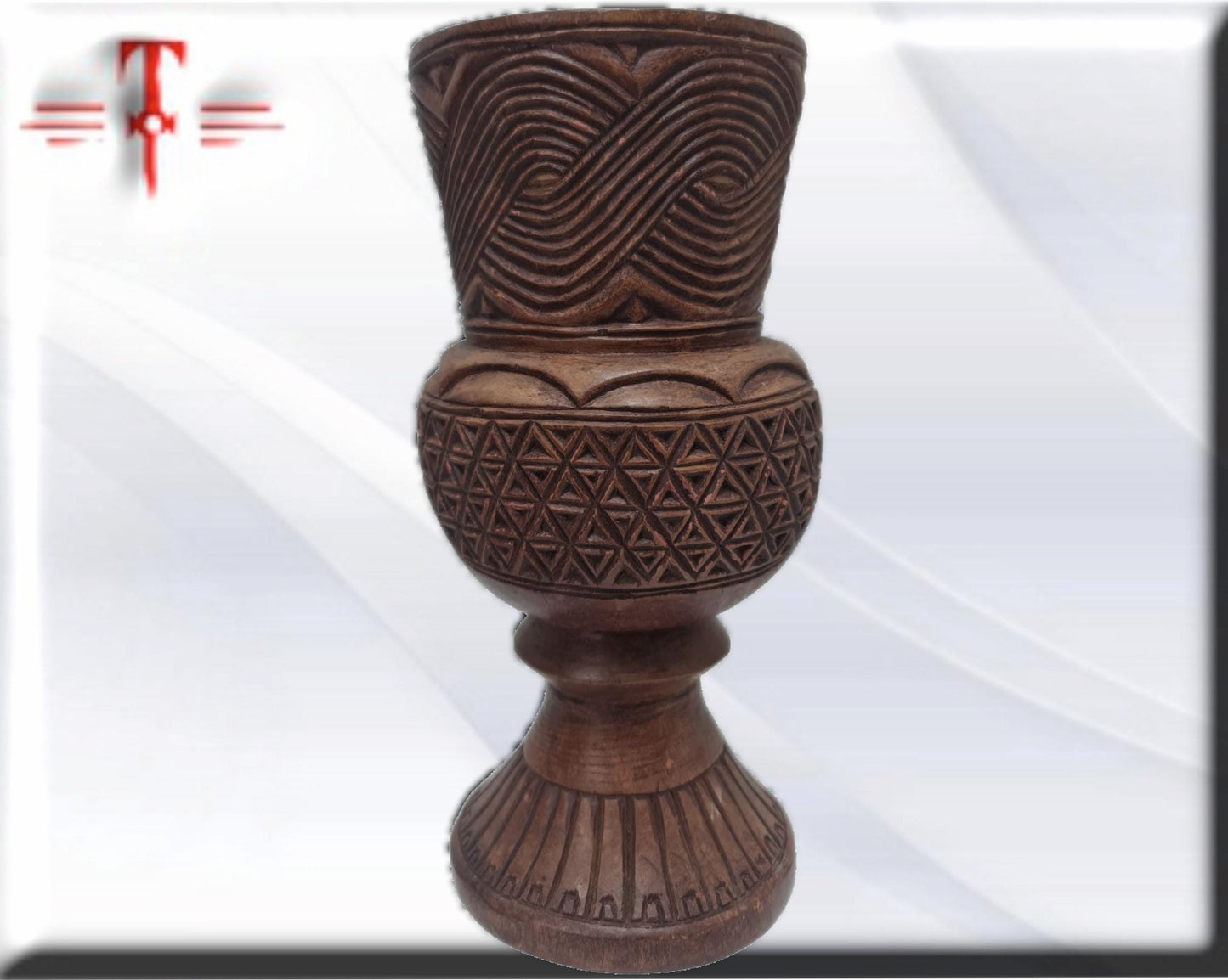 Deco art Jarra tallada , arte Africano , Vintage , hecho a mano