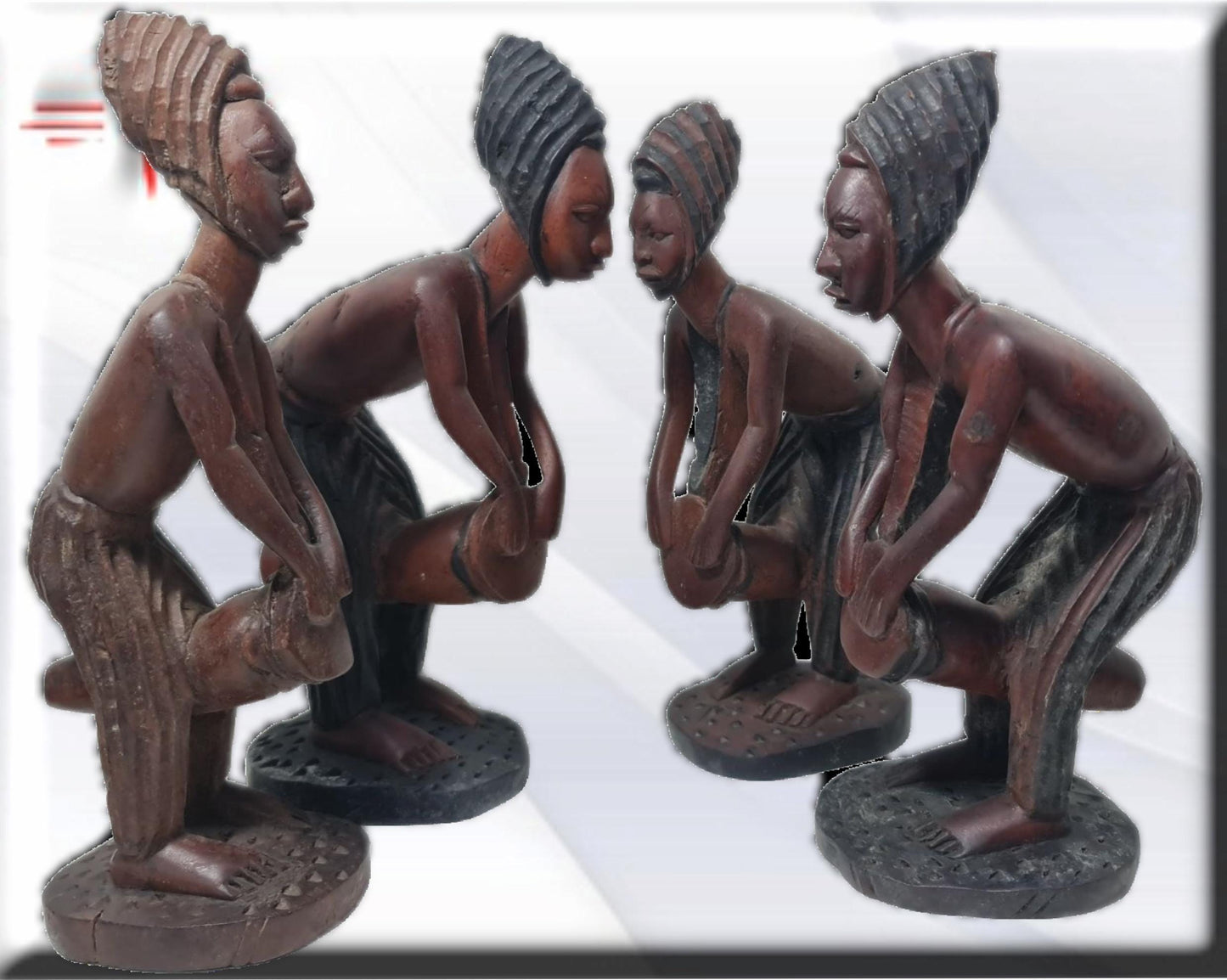 Conjunto de 4 musicos en madera hecho a mano , arte Africano , Galería de arte
