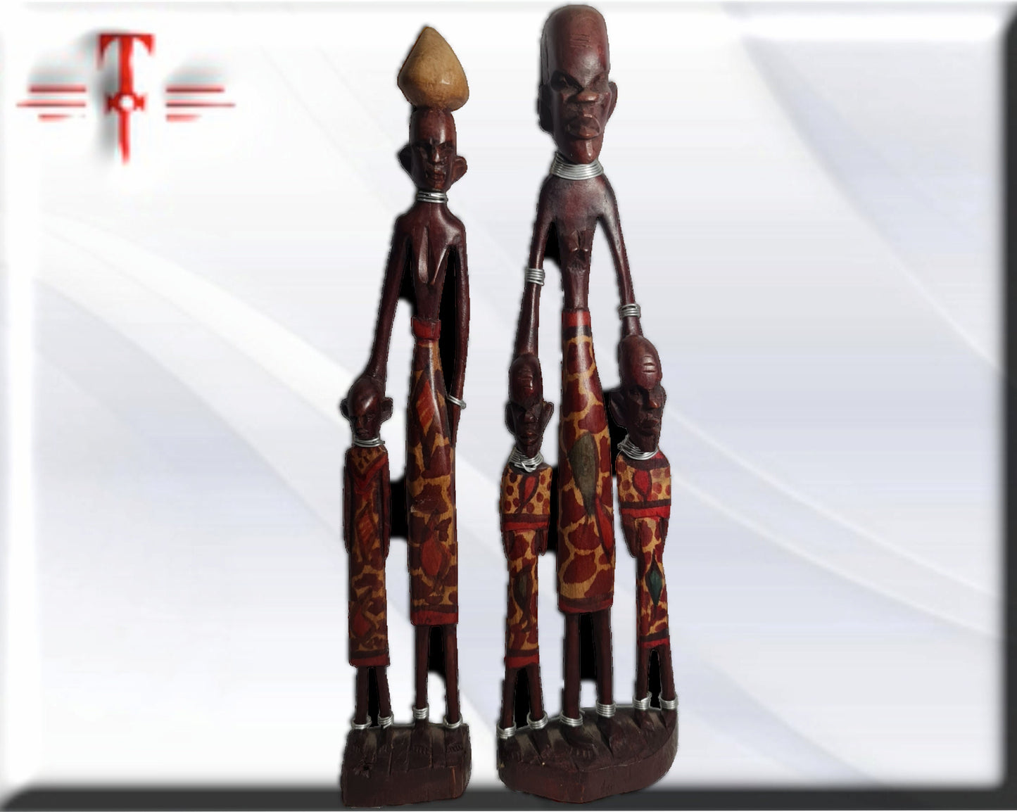 Pareja estatua familia africana , arte tribal africano hecho a mano