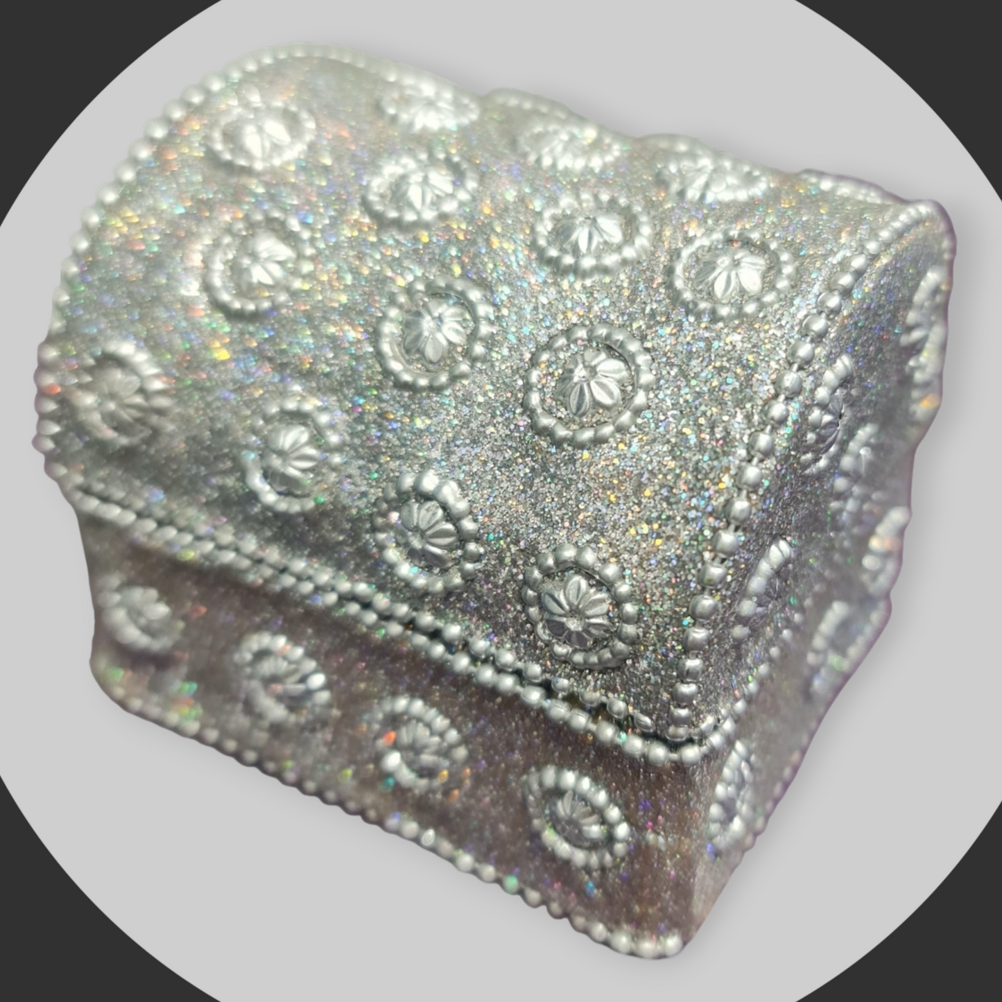 Caja cofre plateado 8cm