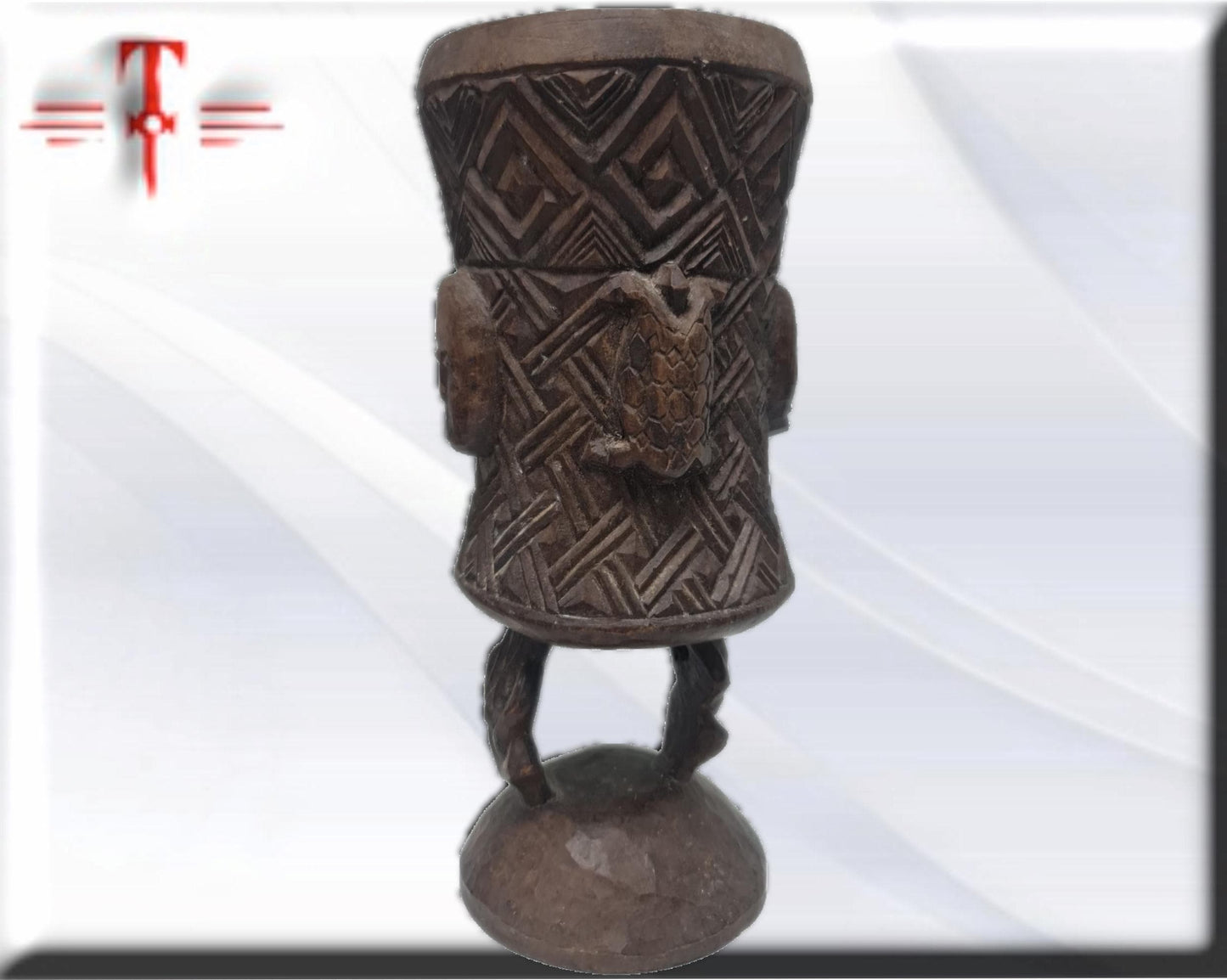 Deco art Jarra tallada , arte Africano , Vintage , hecho a mano