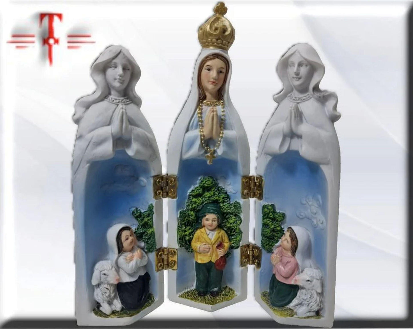 Tríptico Fátima con pastores , Santos y Vírgenes católicos , productos Religiosos