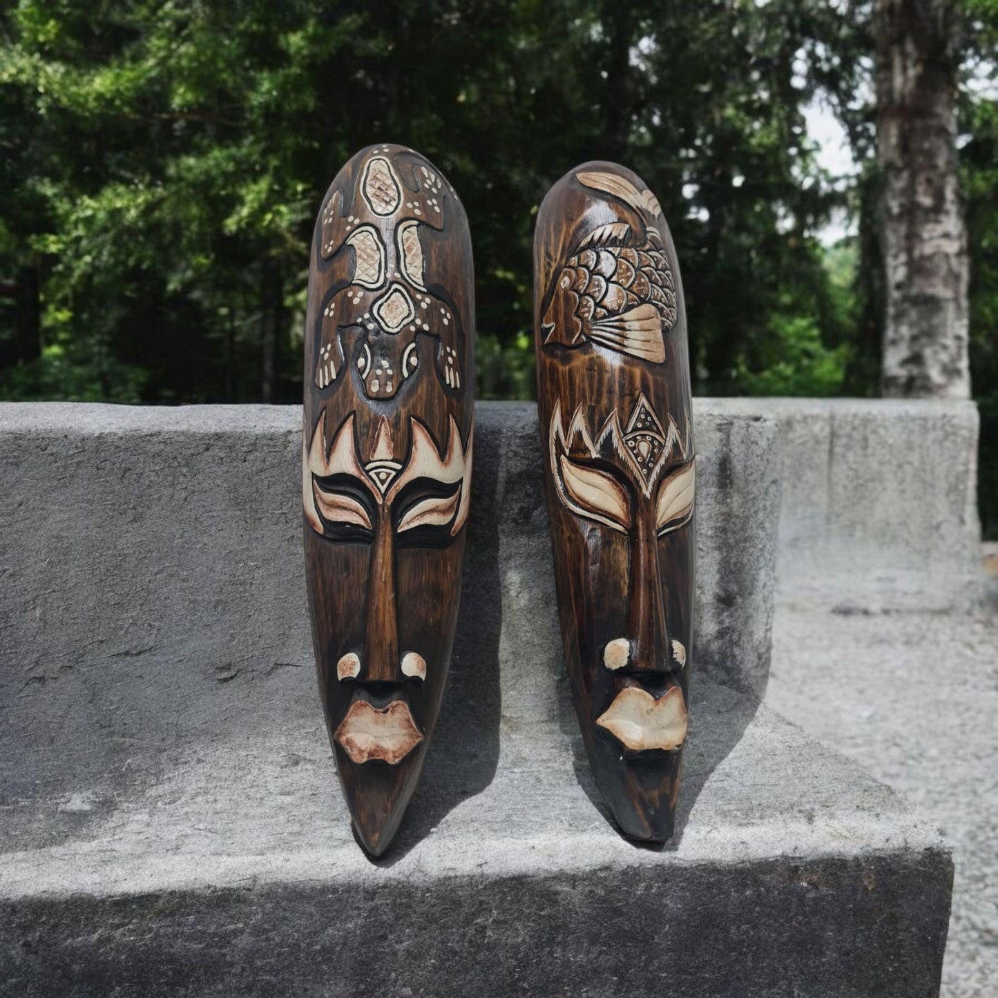 Pareja de mascaras , Indonesia , hecho a mano