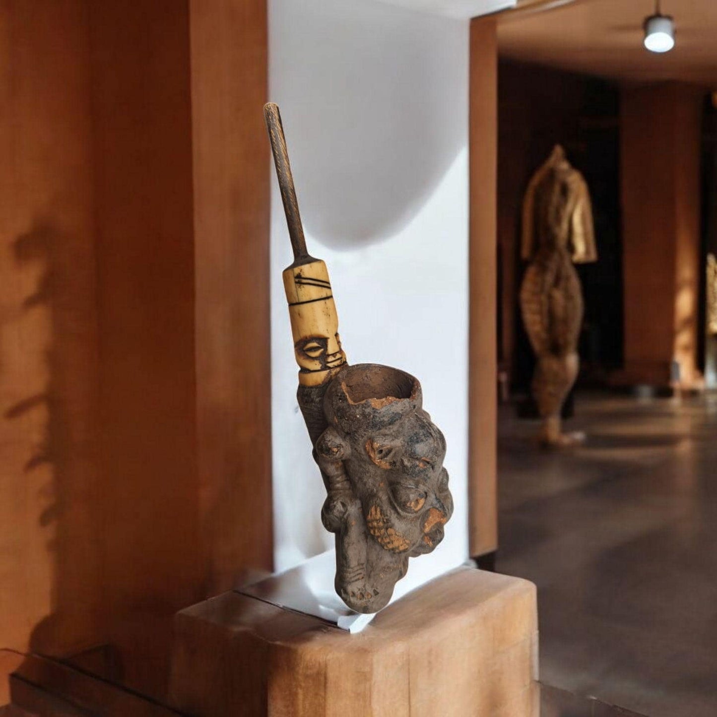 Antigua Pipa Bamileké ( Terracota ,arte africano) Ancient Bamileké Pipe (Terracotta, African art)