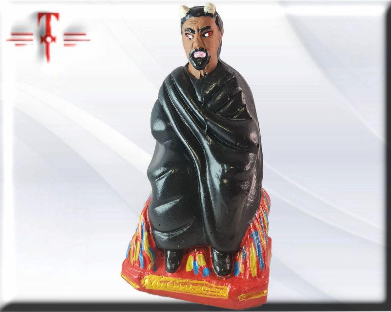 Figura Yeso exu Capa Preta sentado , Candomble , kimbisa, Umbanda