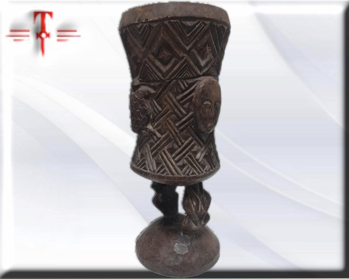Deco art Jarra tallada , arte Africano , Vintage , hecho a mano
