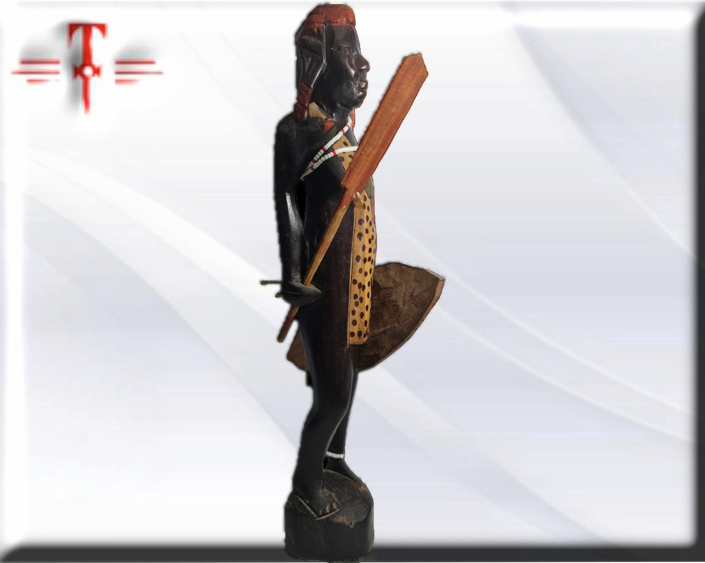 estatua Guerrero africano , arte tribal africano hecho a mano