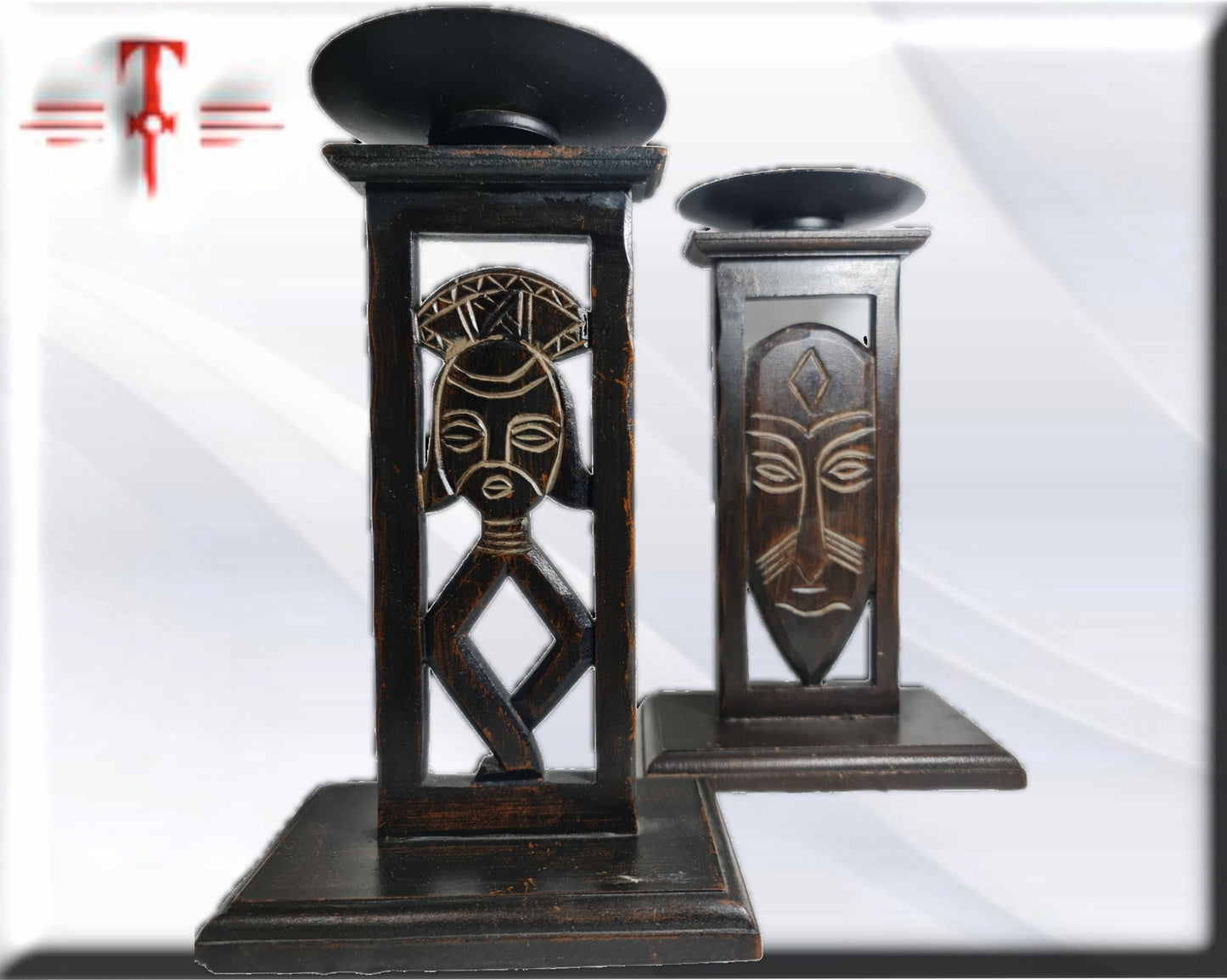Porta velones Africanos , arte Africano , Galería de arte , hecho a mano