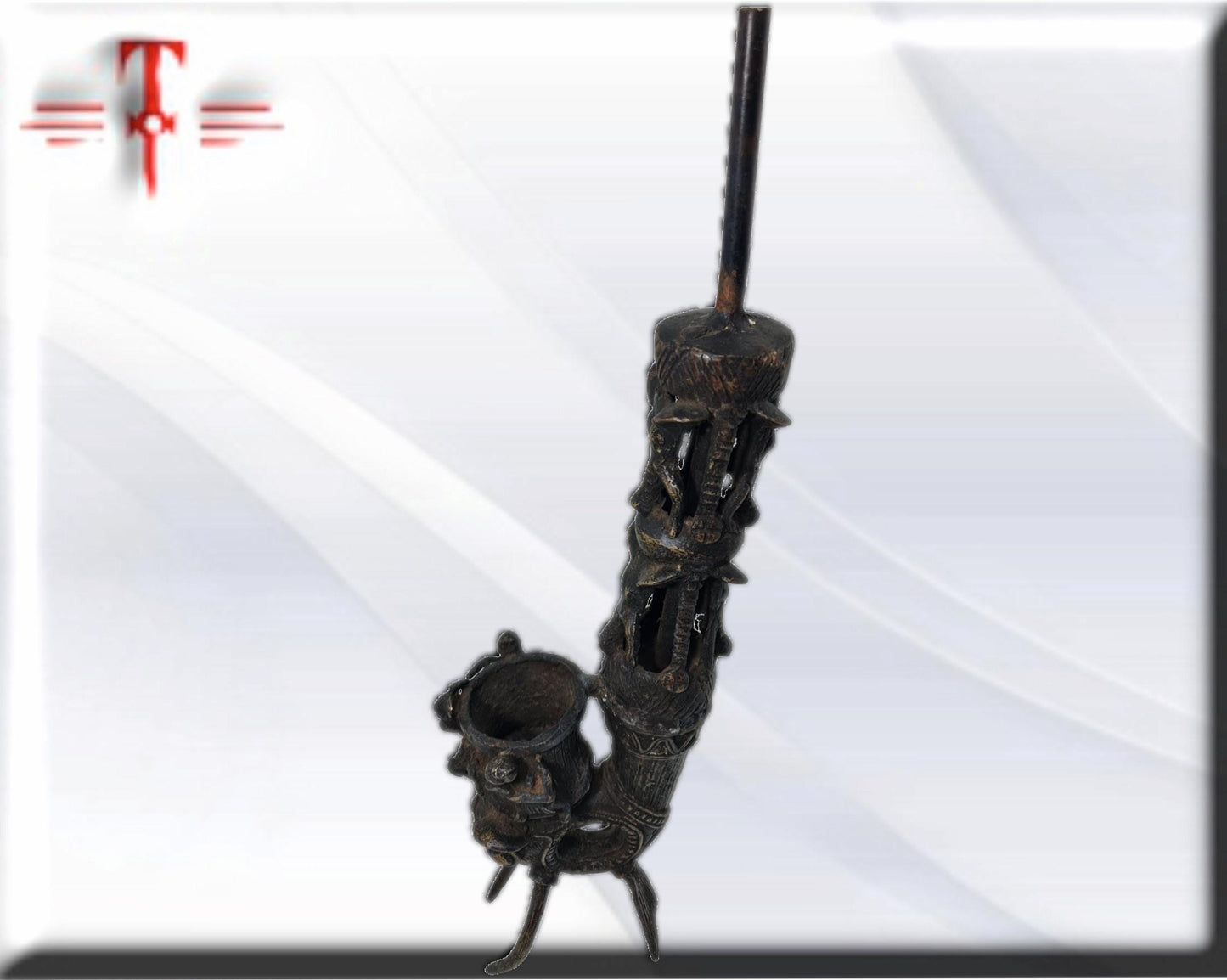 Antigua Pipa bronce Arte africano , galería de arte