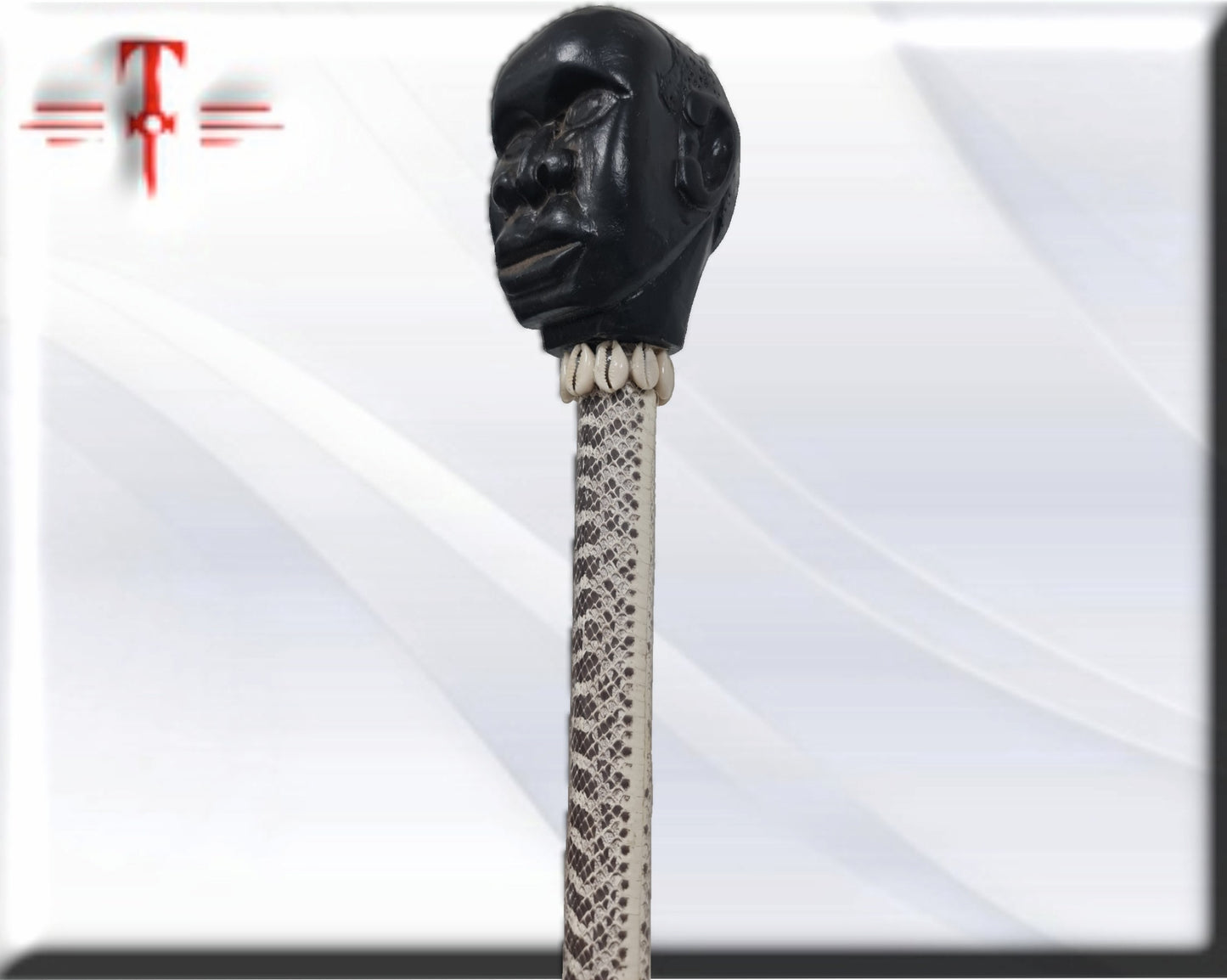Bastón de carga Eggun forrado piel de serpiente , santería , Palo Mayombe , voodoo