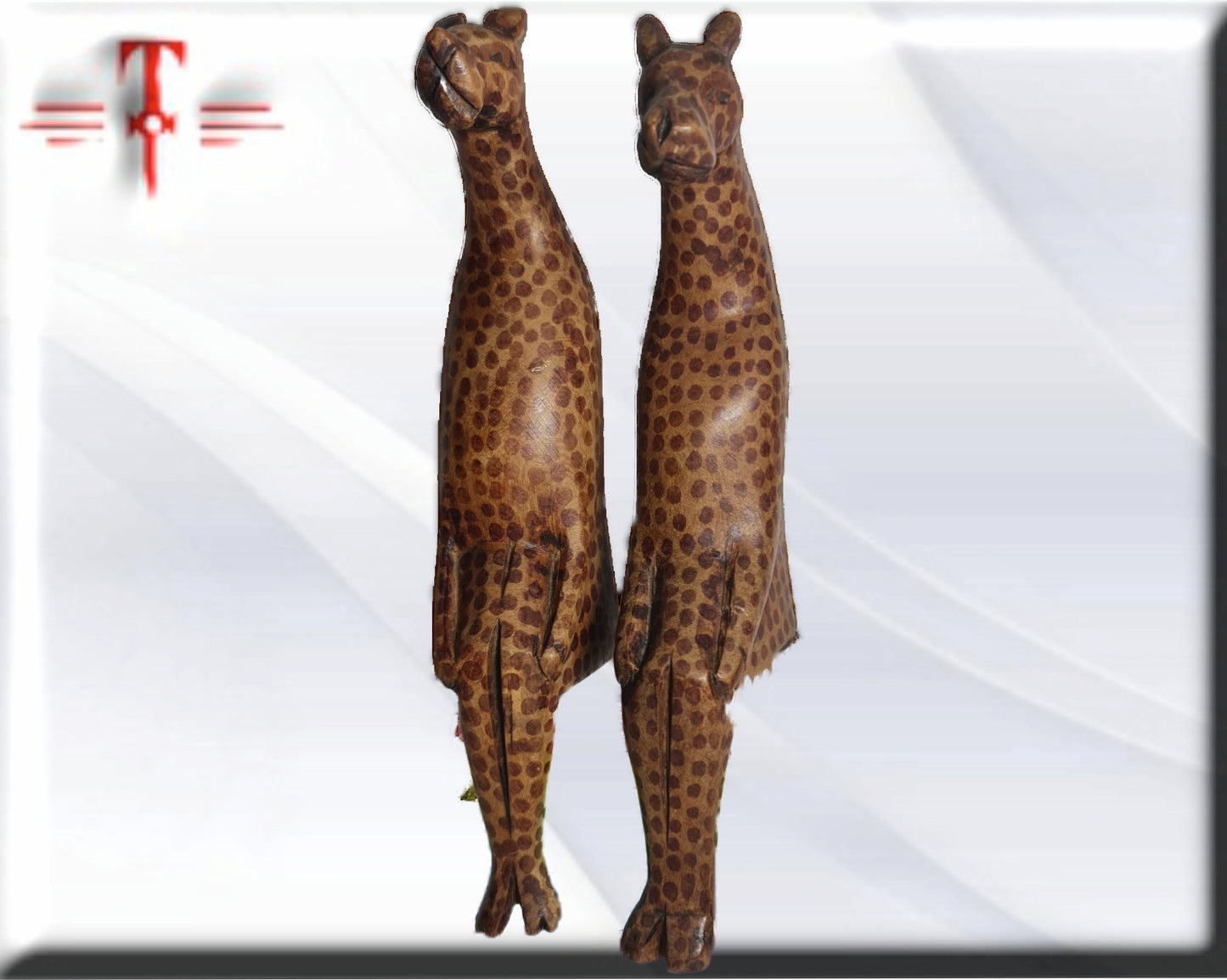 Pareja Tallas Girafa para estante , arte tribal africano hecho a mano