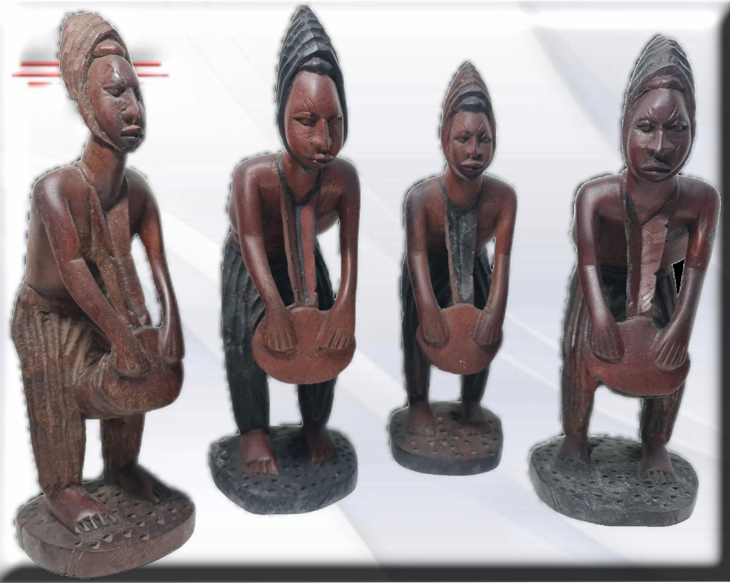 Conjunto de 4 musicos en madera hecho a mano , arte Africano , Galería de arte