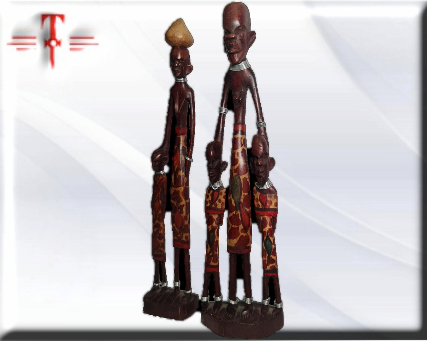 Pareja estatua familia africana , arte tribal africano hecho a mano