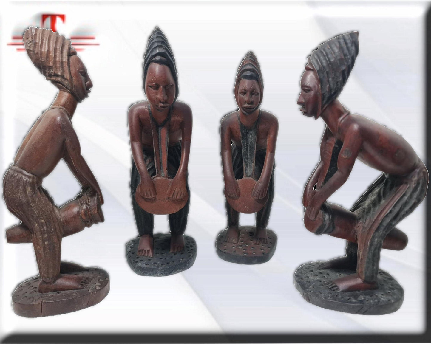 Conjunto de 4 musicos en madera hecho a mano , arte Africano , Galería de arte
