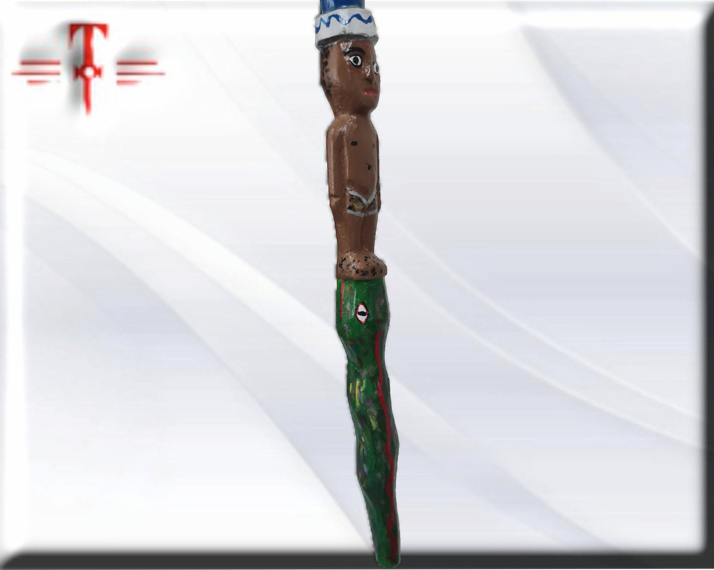 Bastón Mami Wata con cocodrilo , original de Africa ( Benín ) Yemaya