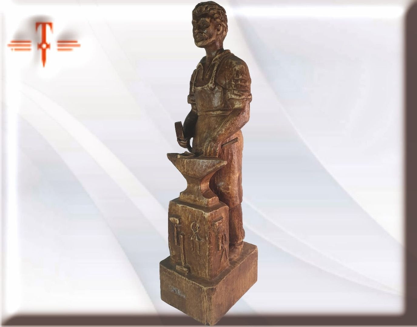 Estatua Herrero tallado a mano 42cm Hand-carved blacksmith statue 42cm