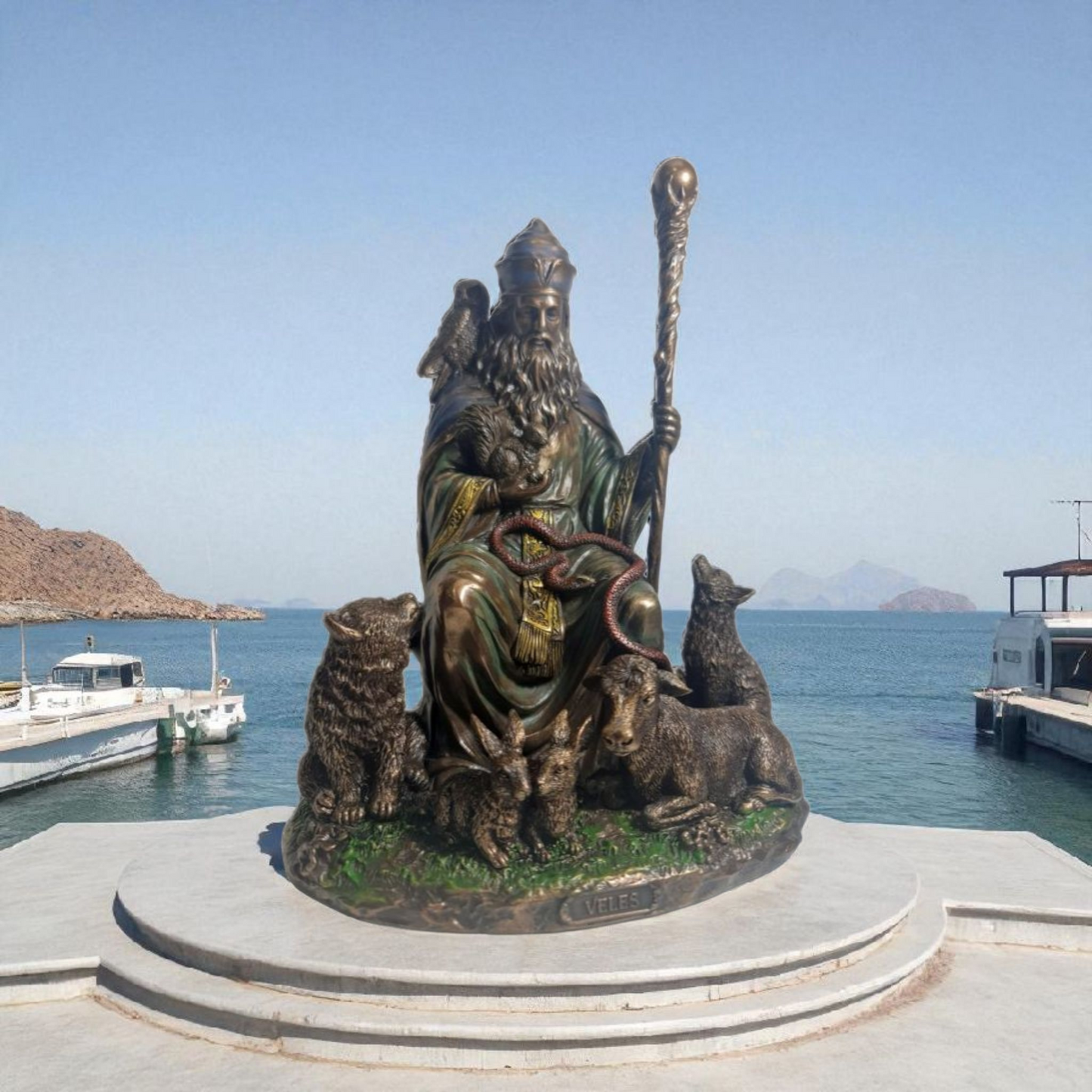 Statue des Gottes Dagda, mythologische Götter, esoterische und religiöse Gegenstände, handbemalt