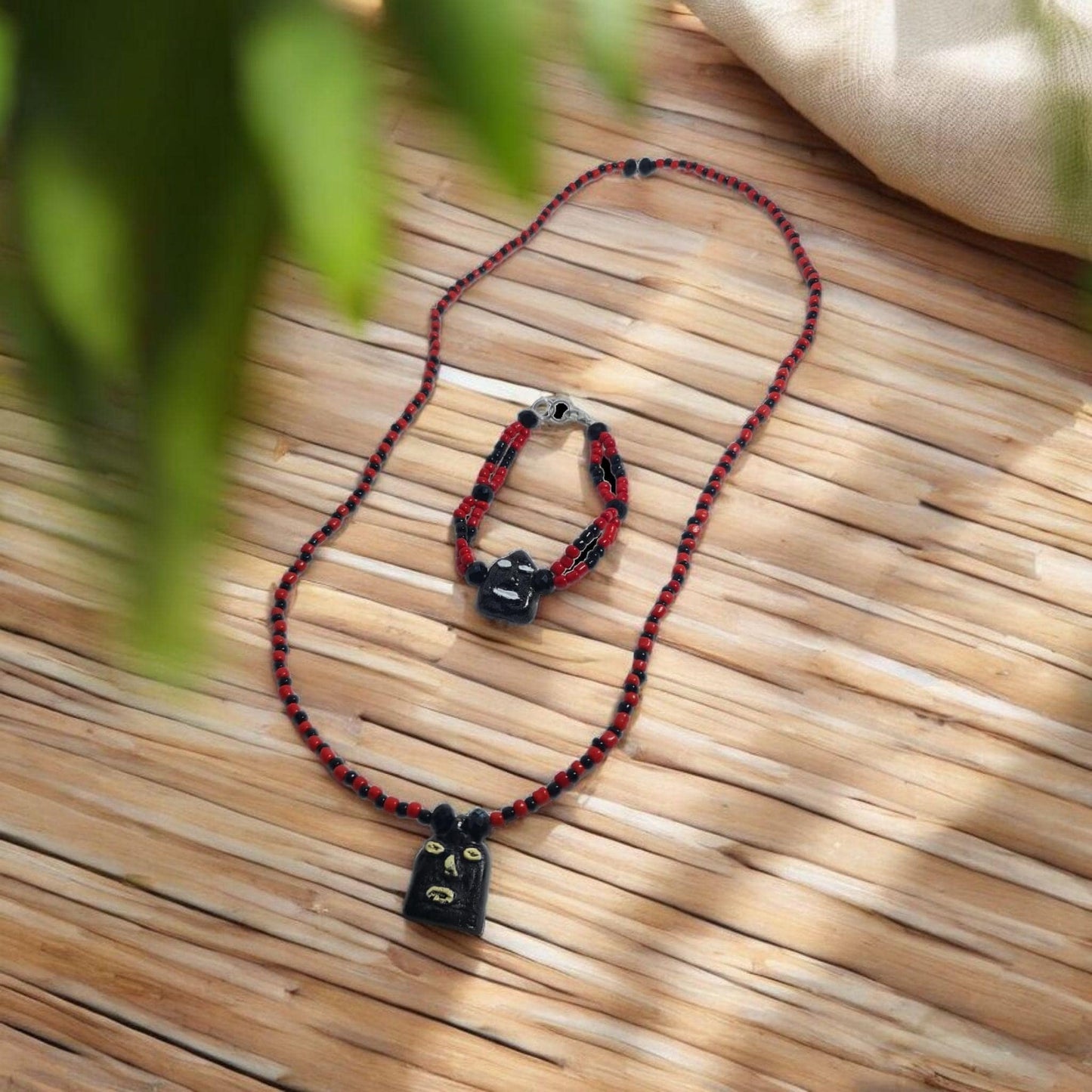 Pack collar y brazalete del Orisha eleguá , Santeria , Palo Mayombe , deidad Yoruba